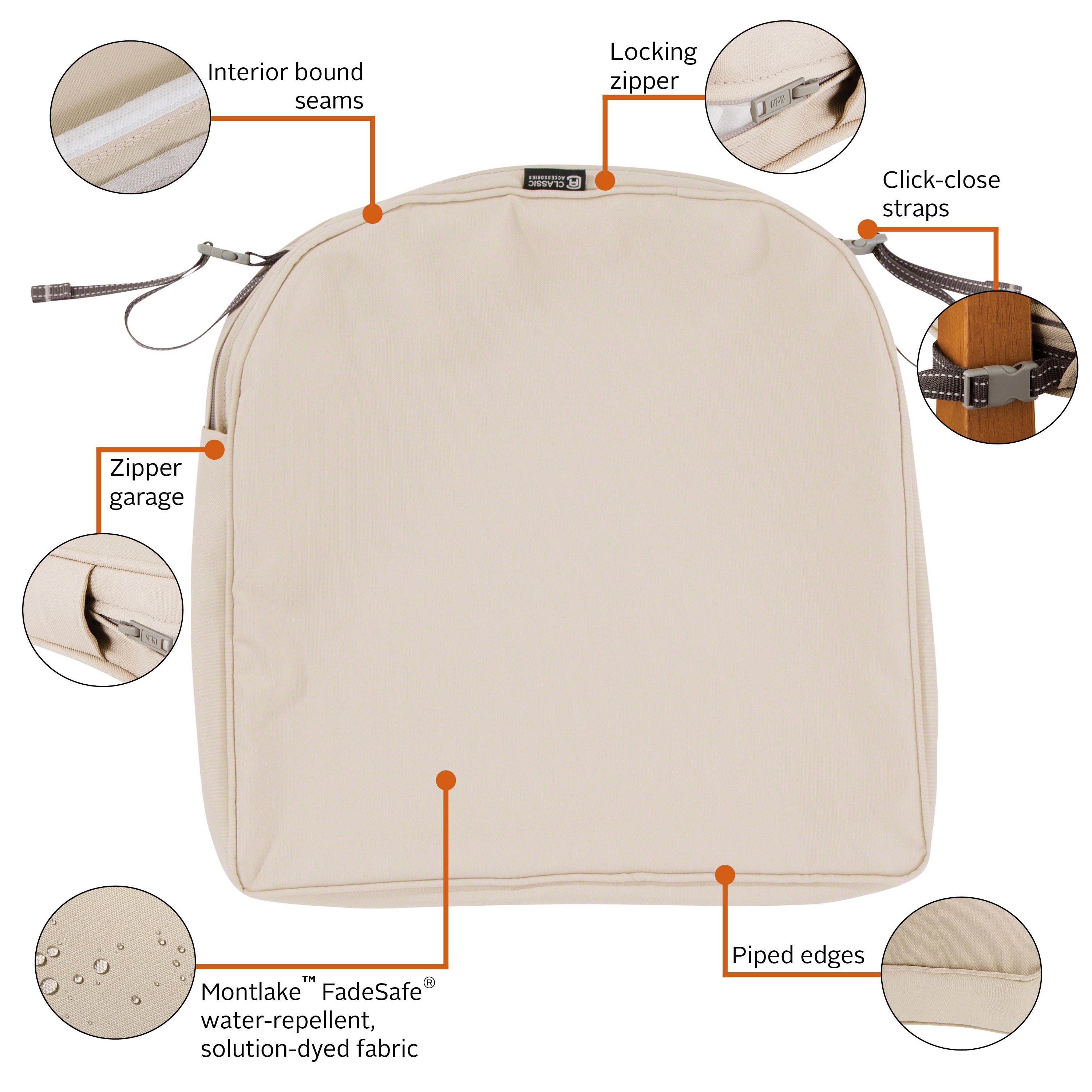 Classic Accessories Montlake Outdoor Weatherproof Dining Seat Cushion