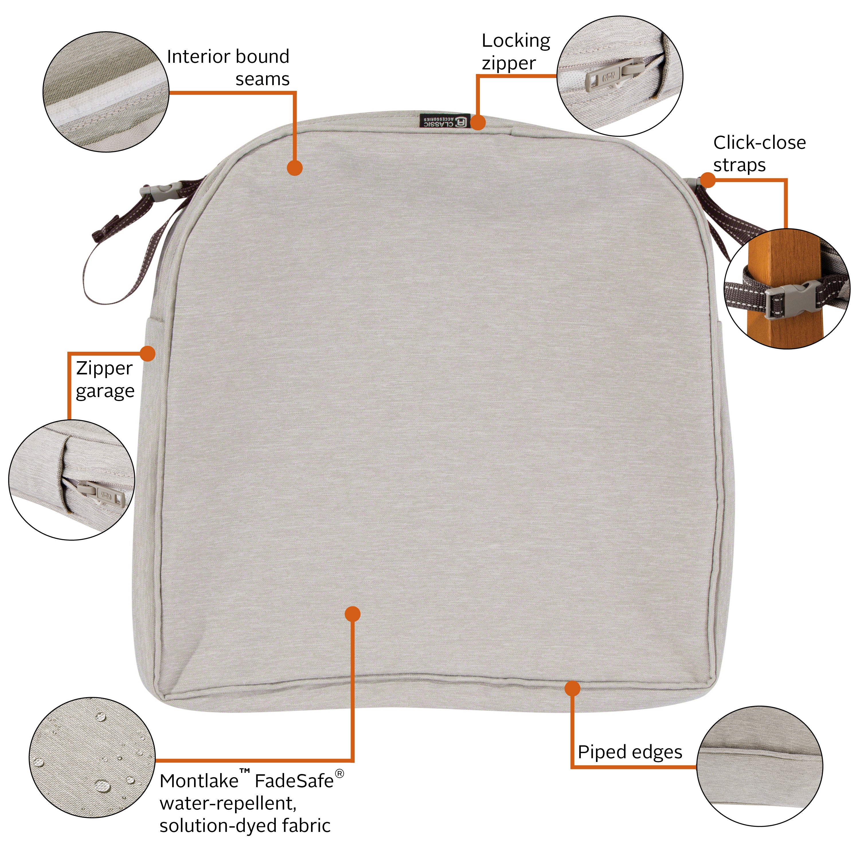 Classic Accessories Montlake Outdoor Weatherproof Dining Seat Cushion