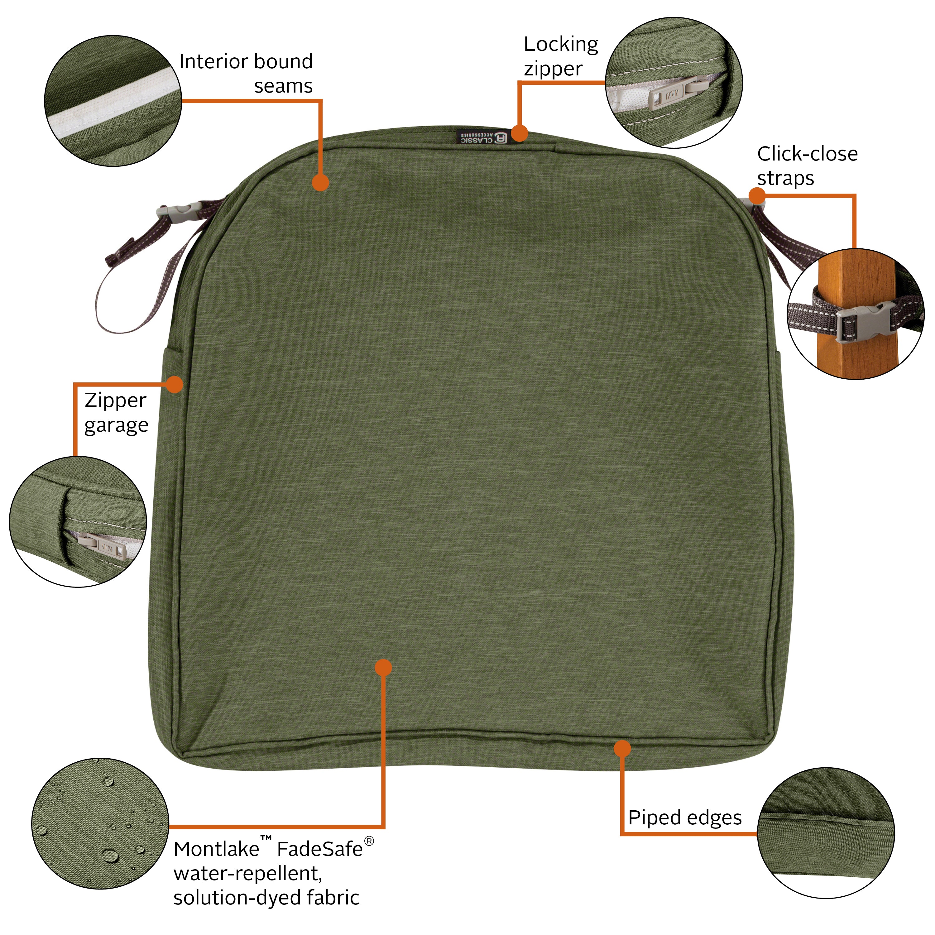 Classic Accessories Montlake Outdoor Weatherproof Dining Seat Cushion
