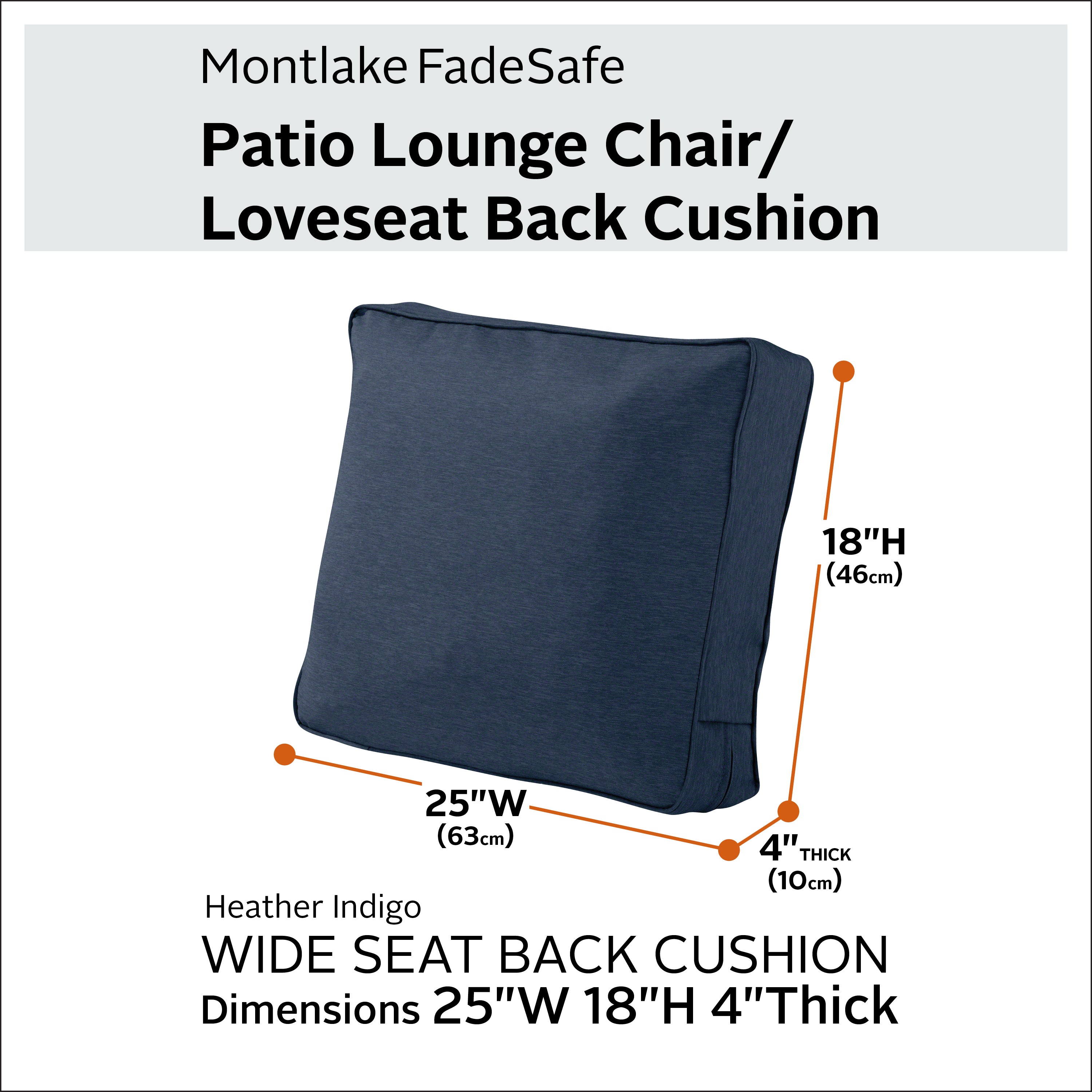 Montlake FadeSafe Patio Lounge Chair/Loveseat Back Cushion