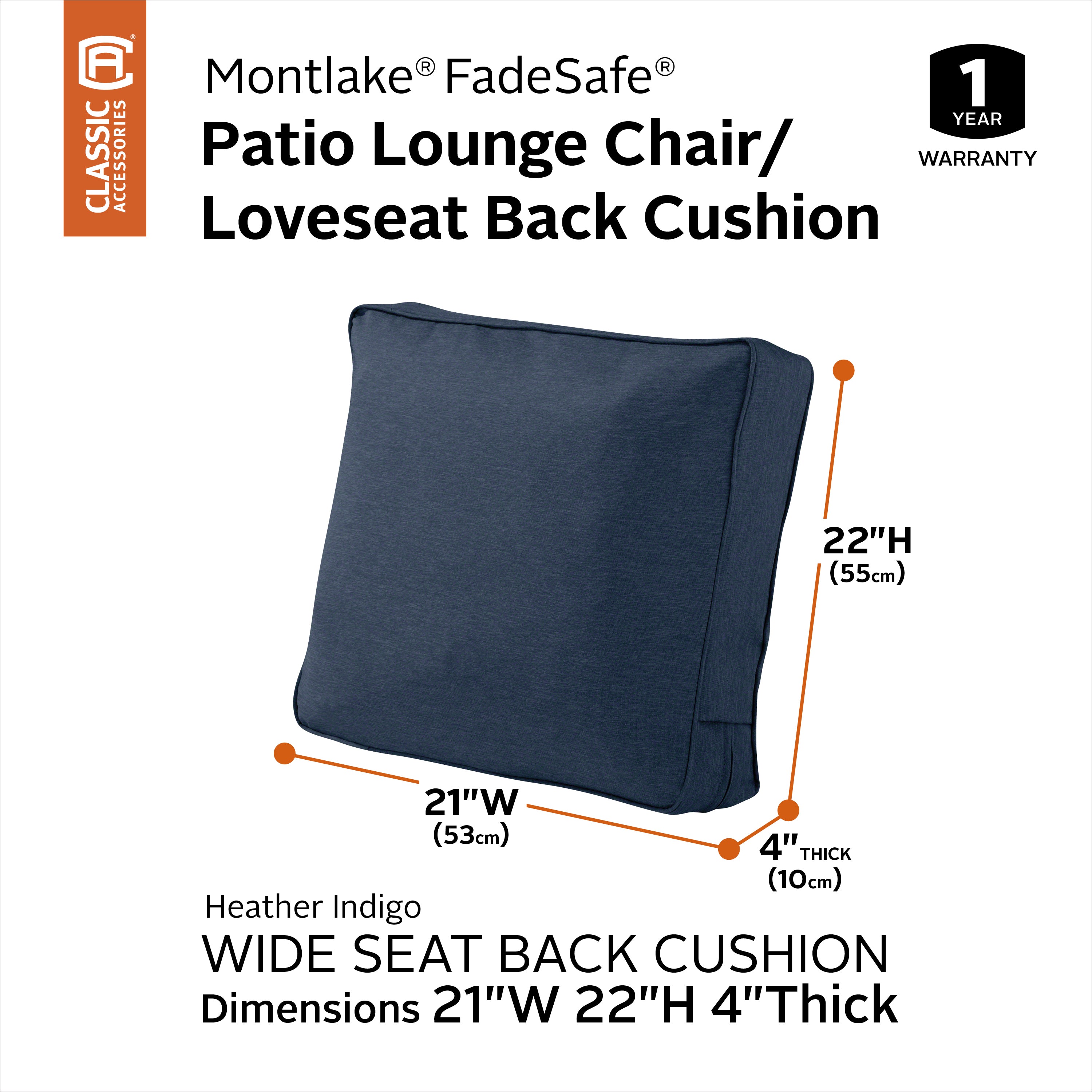 Montlake FadeSafe Patio Lounge Chair/Loveseat Back Cushion
