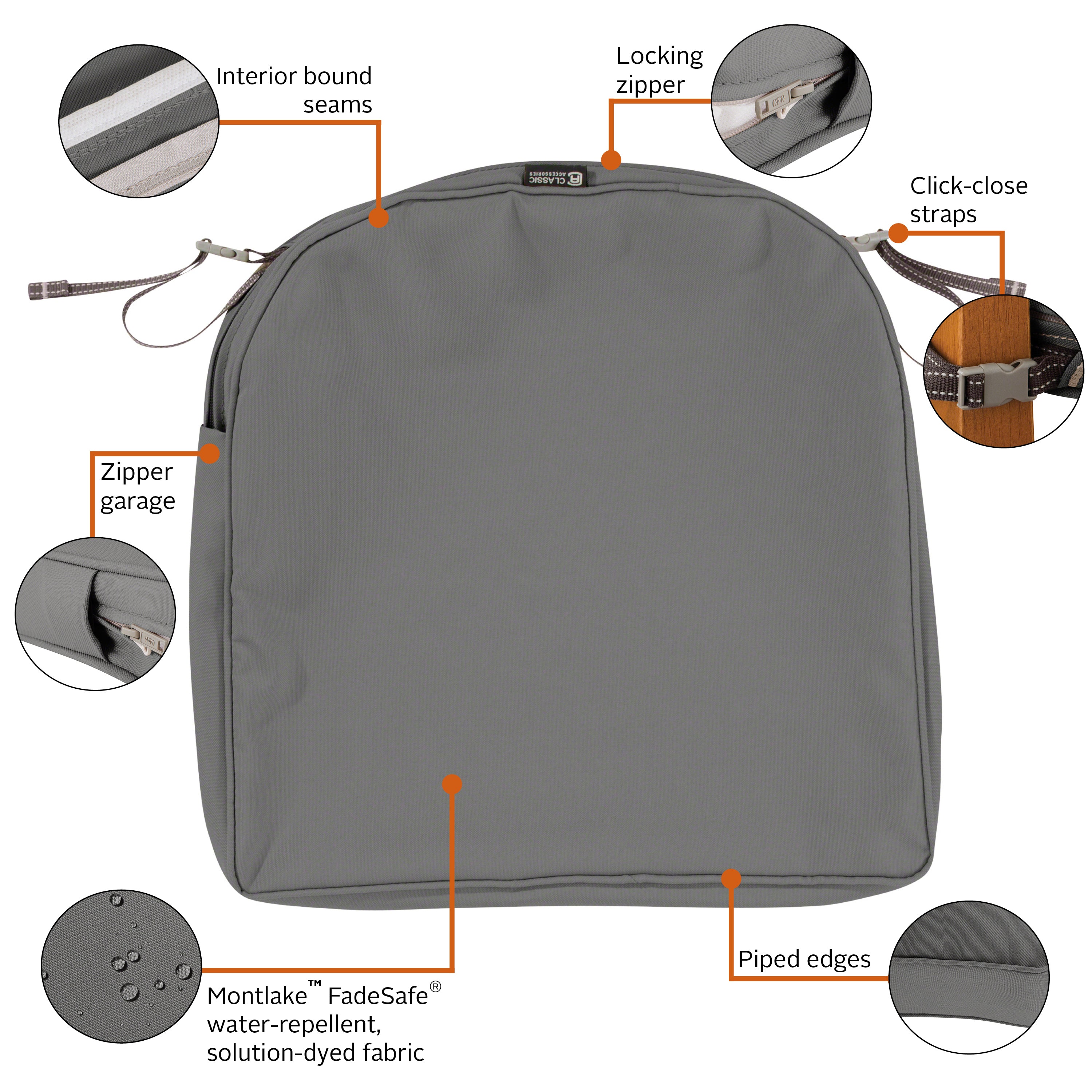 Classic Accessories Montlake Outdoor Weatherproof Dining Seat Cushion