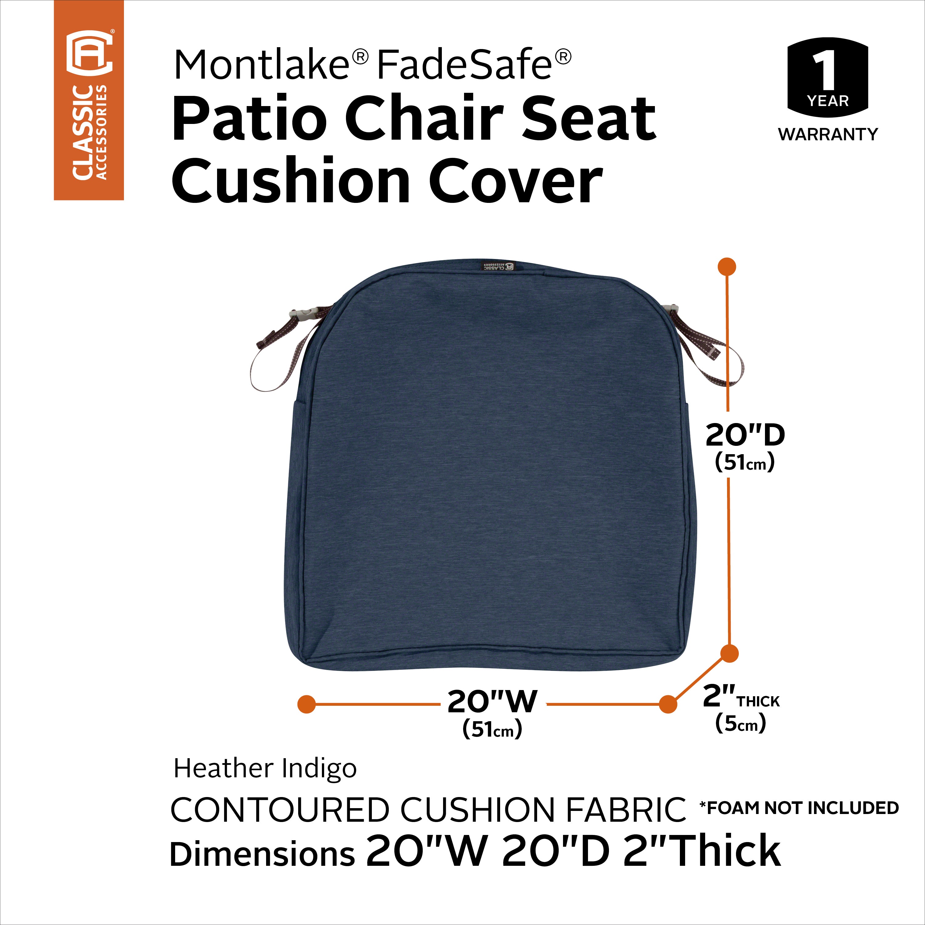 Classic Accessories Montlake Outdoor Weatherproof Dining Seat Cushion