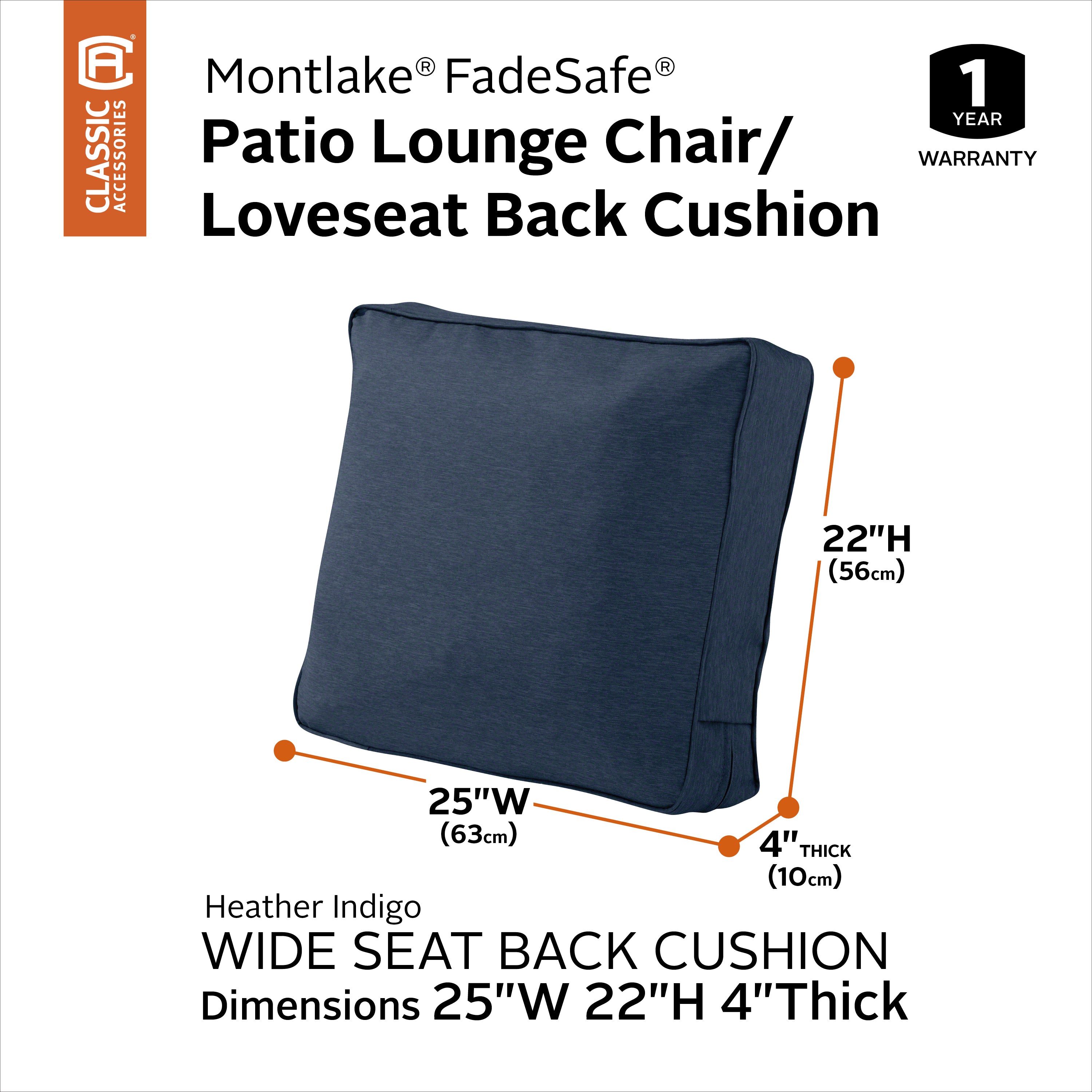 Montlake FadeSafe Patio Lounge Chair/Loveseat Back Cushion