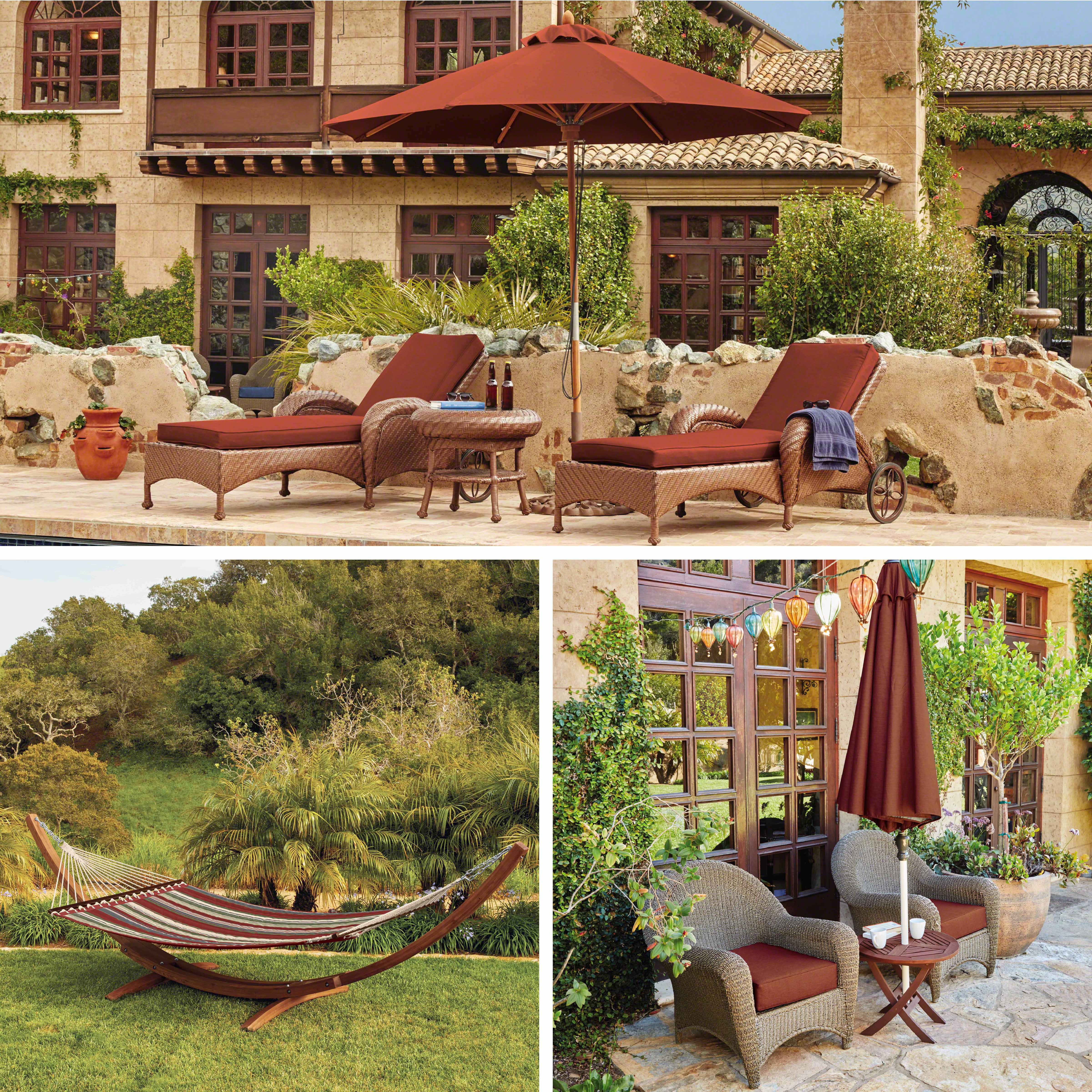 Montlake Fadesafe 9' Round Bamboo Patio Umbrella