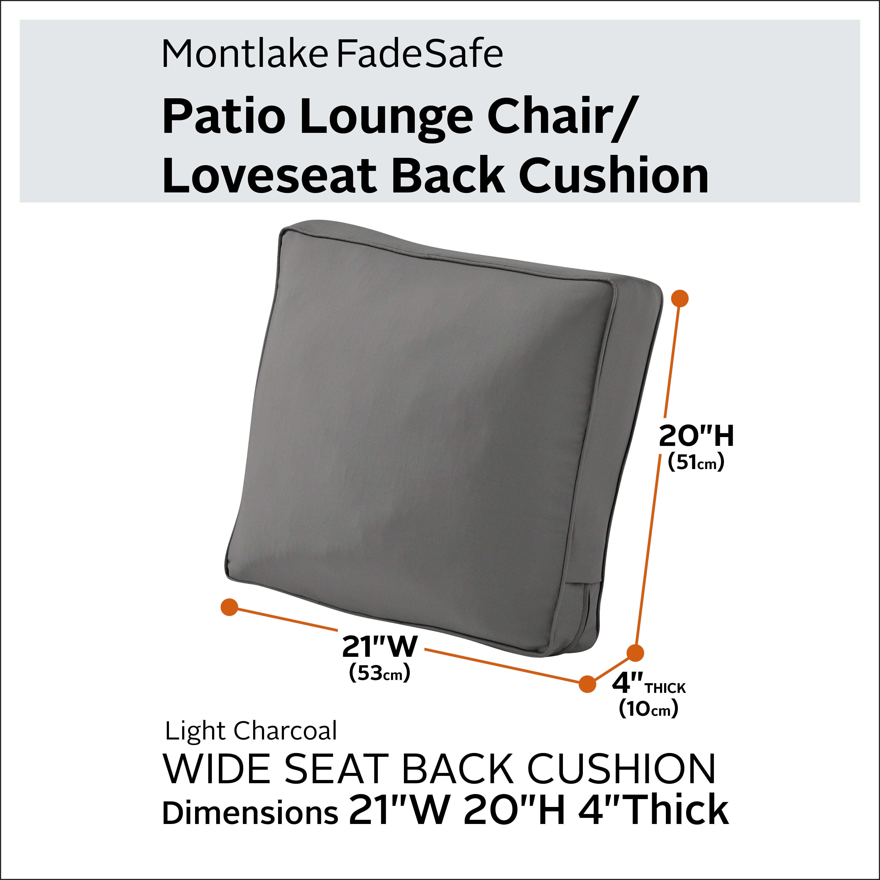 Montlake FadeSafe Patio Lounge Chair/Loveseat Back Cushion