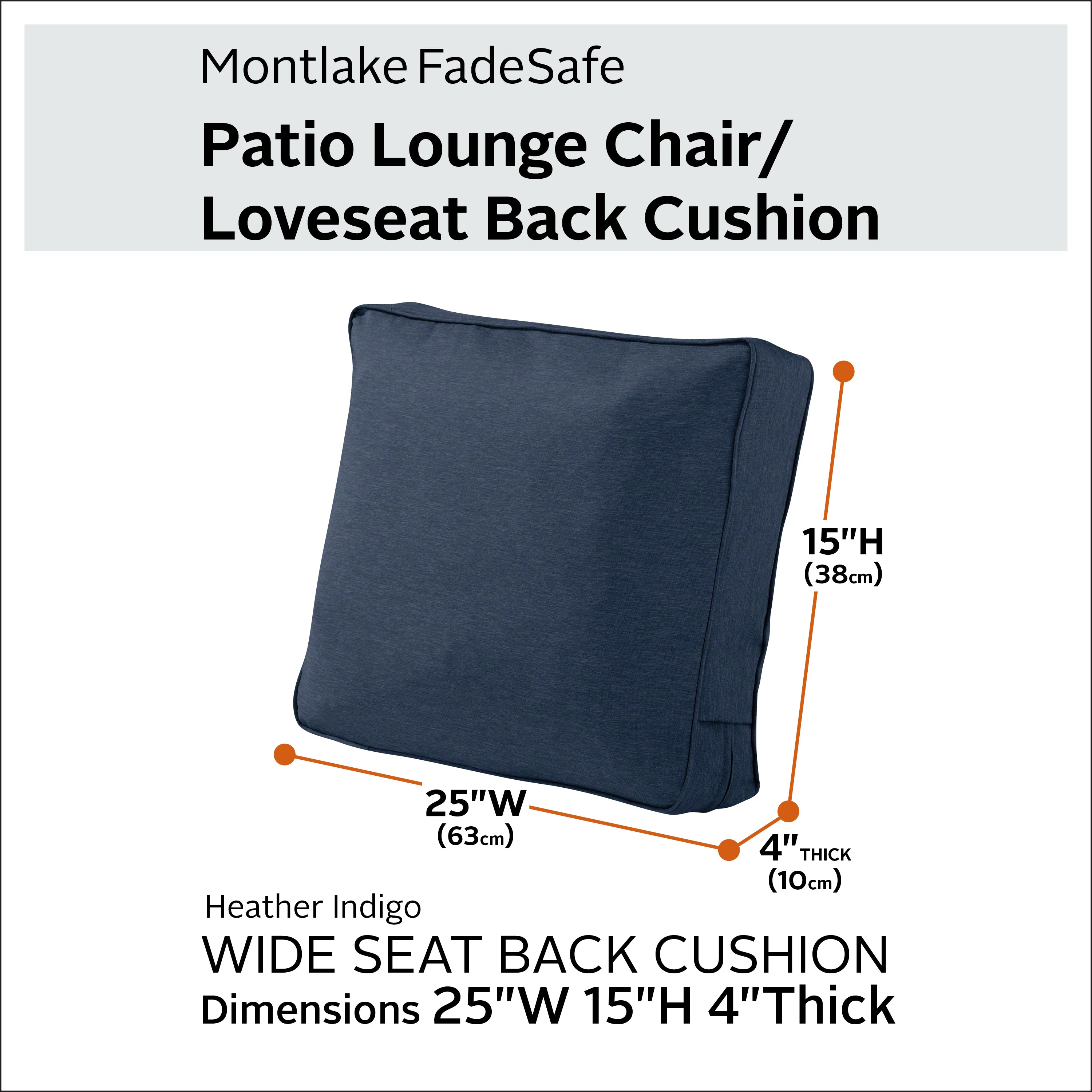 Montlake FadeSafe Patio Lounge Chair/Loveseat Back Cushion