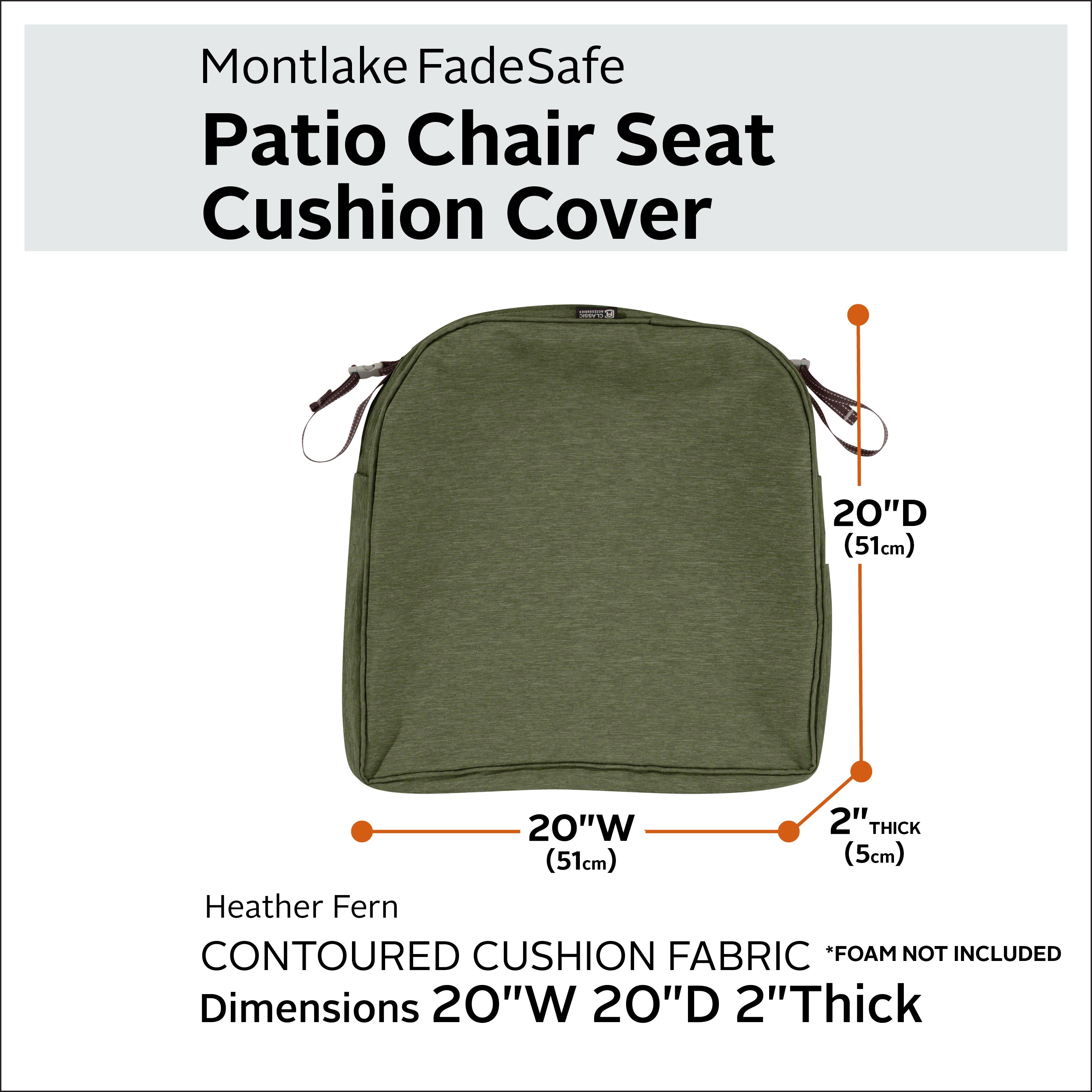 Classic Accessories Montlake Outdoor Weatherproof Dining Seat Cushion