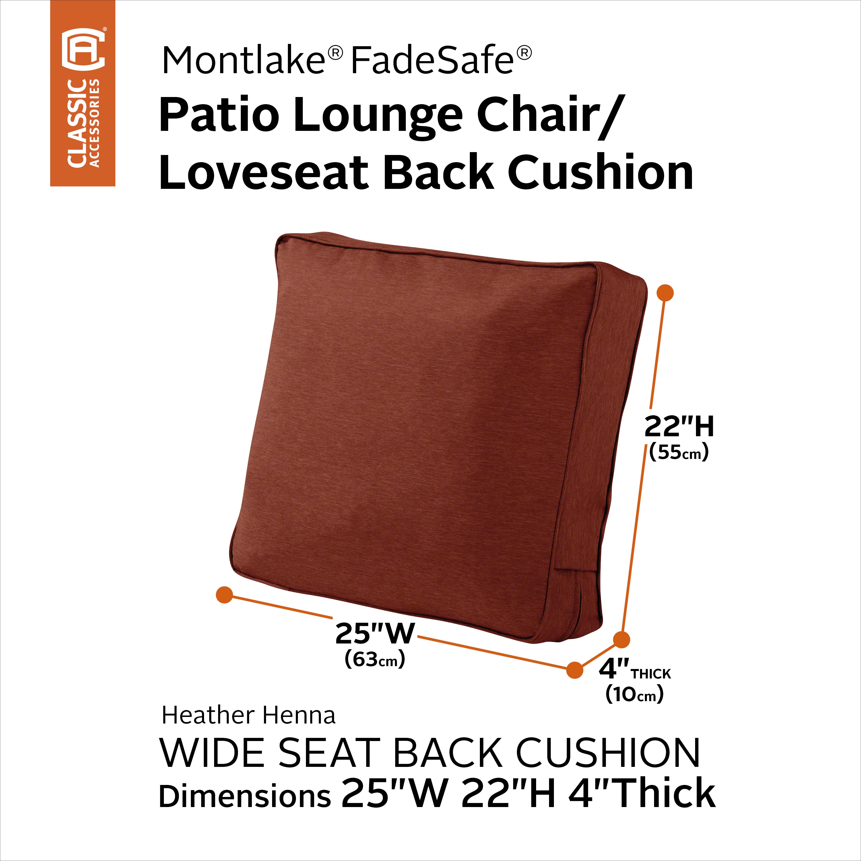Montlake FadeSafe Patio Lounge Chair/Loveseat Back Cushion