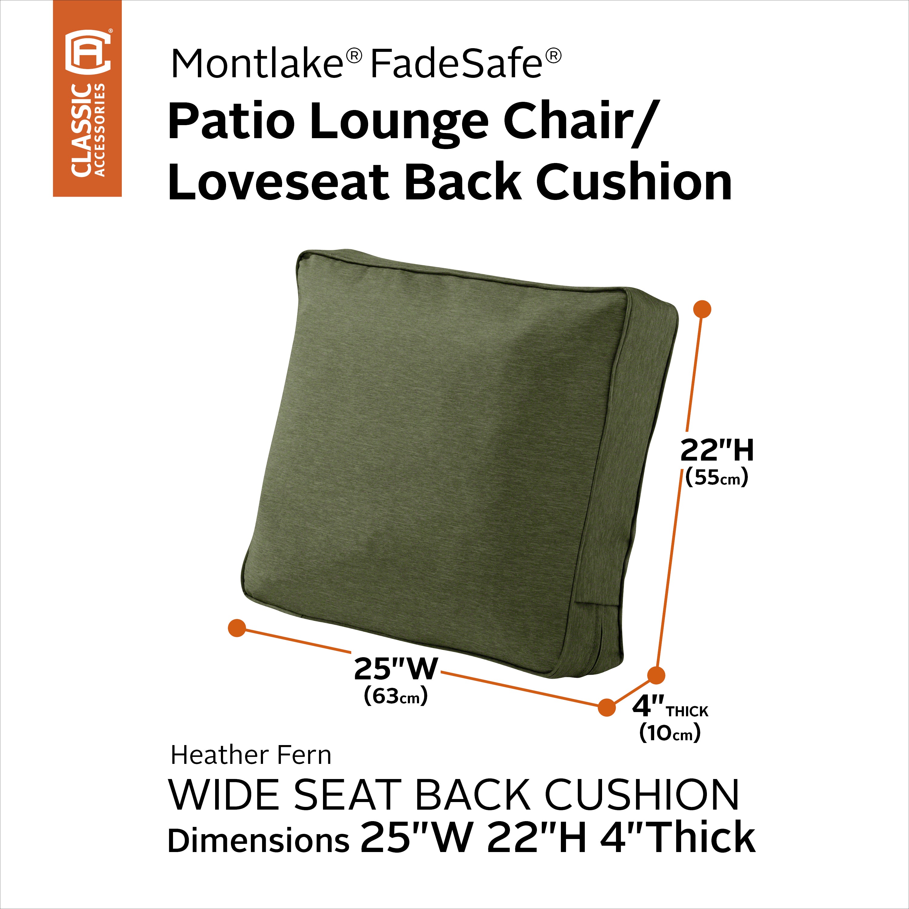 Montlake FadeSafe Patio Lounge Chair/Loveseat Back Cushion