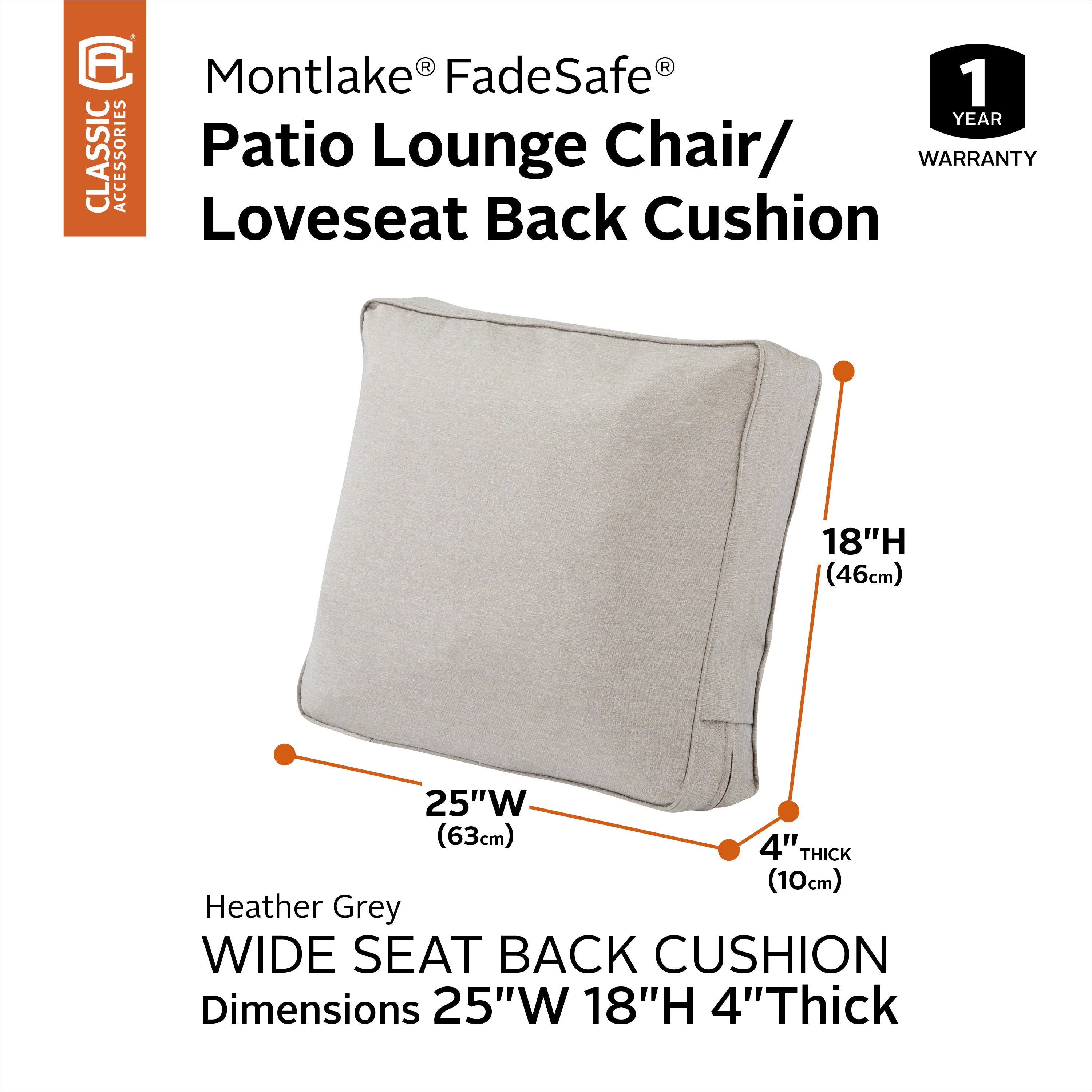 Montlake FadeSafe Patio Lounge Chair/Loveseat Back Cushion