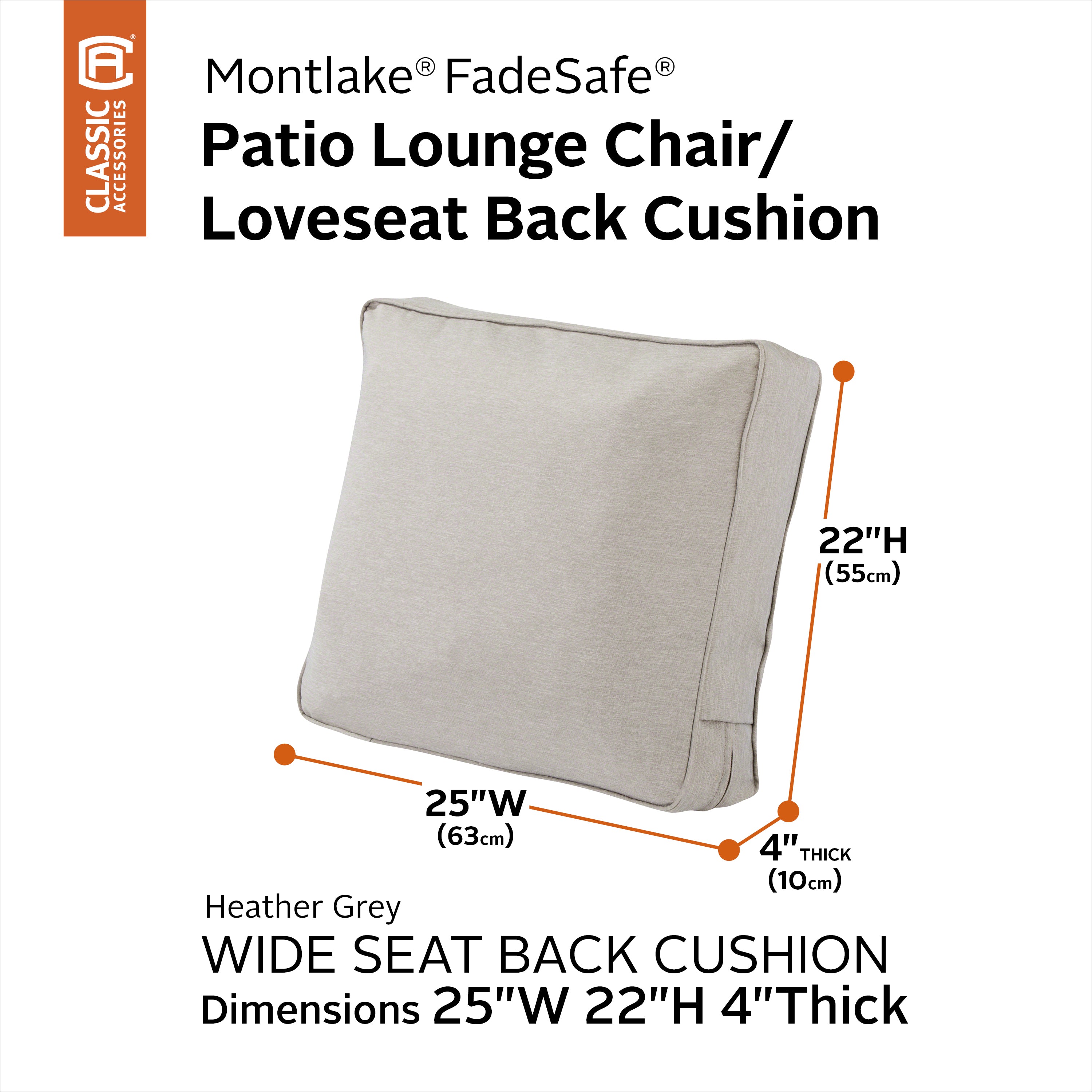 Montlake FadeSafe Patio Lounge Chair/Loveseat Back Cushion