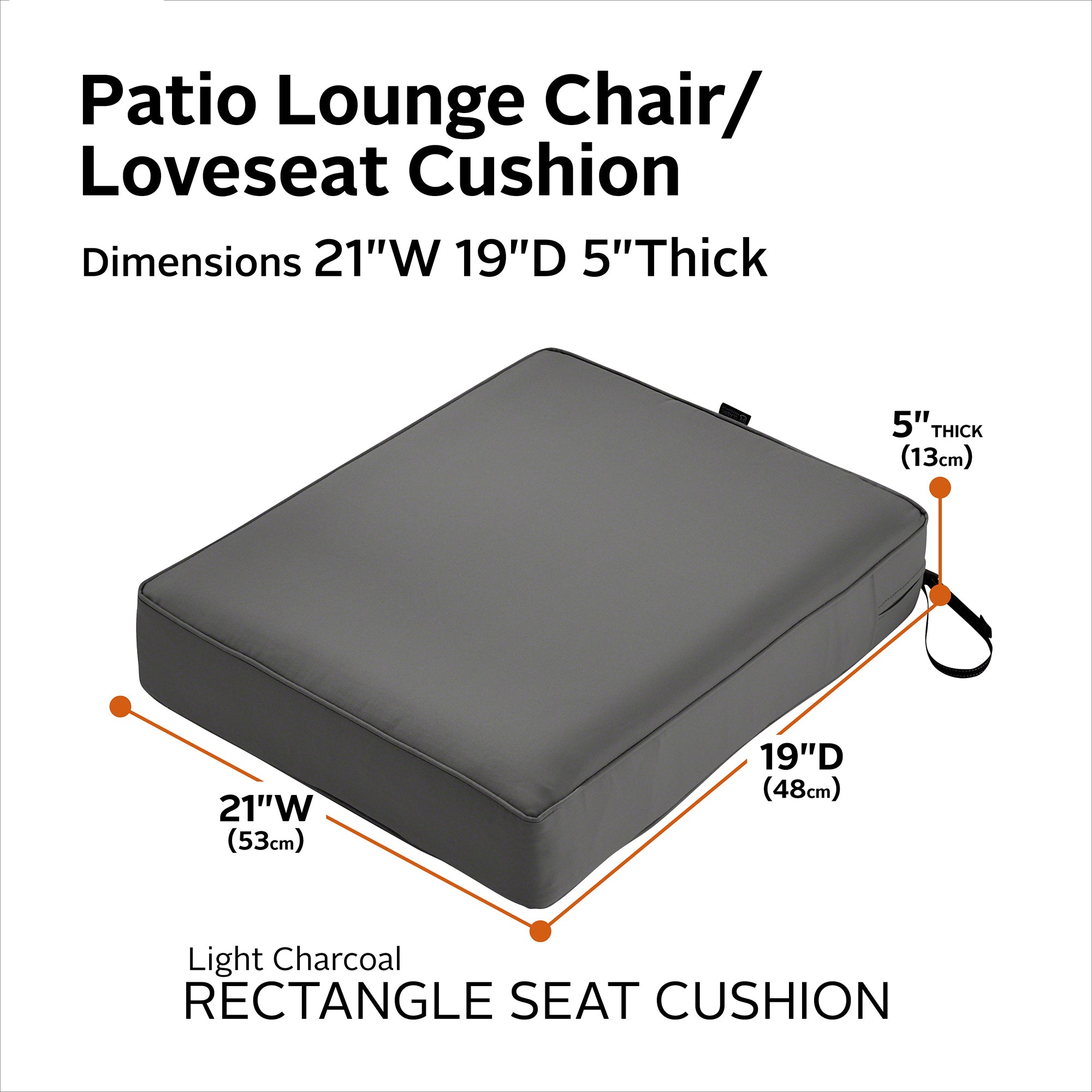 Classic Accessories Montlake FadeSafe Water-Resistant 5 Inch Thick Rectangle Patio Lounge Seat Cushion
