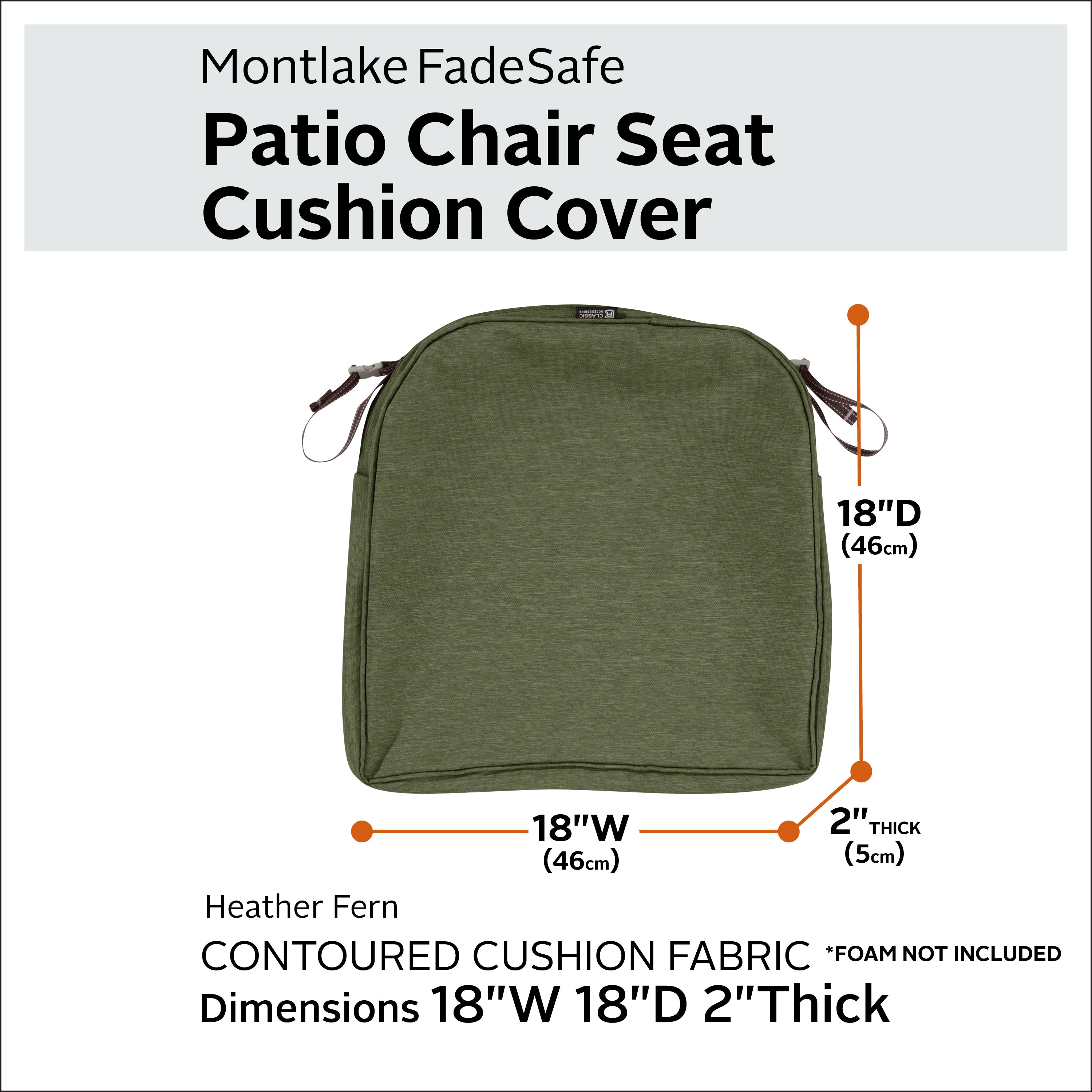 Classic Accessories Montlake Outdoor Weatherproof Dining Seat Cushion