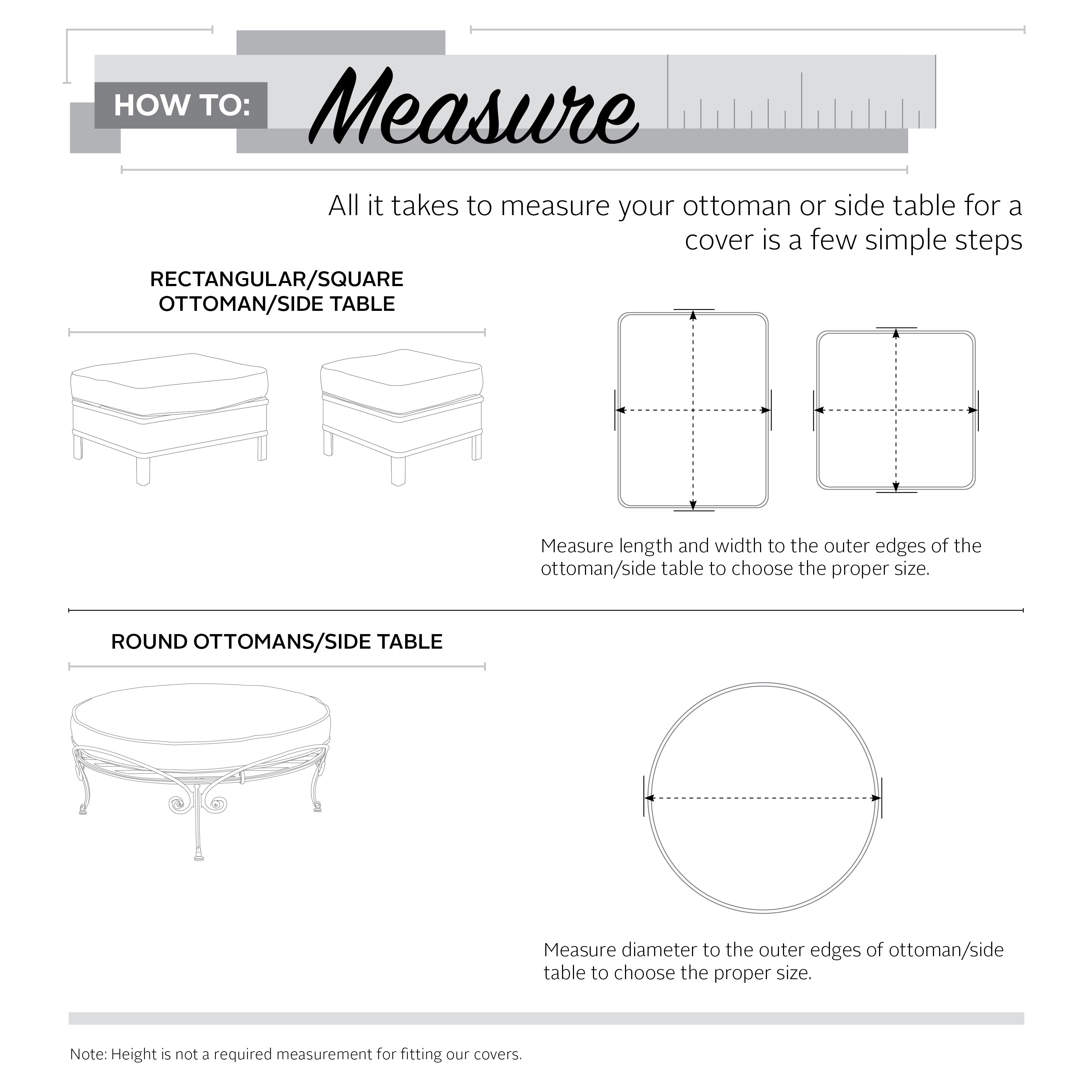Ravenna Water-Resistant Square Patio Ottoman/Table Cover
