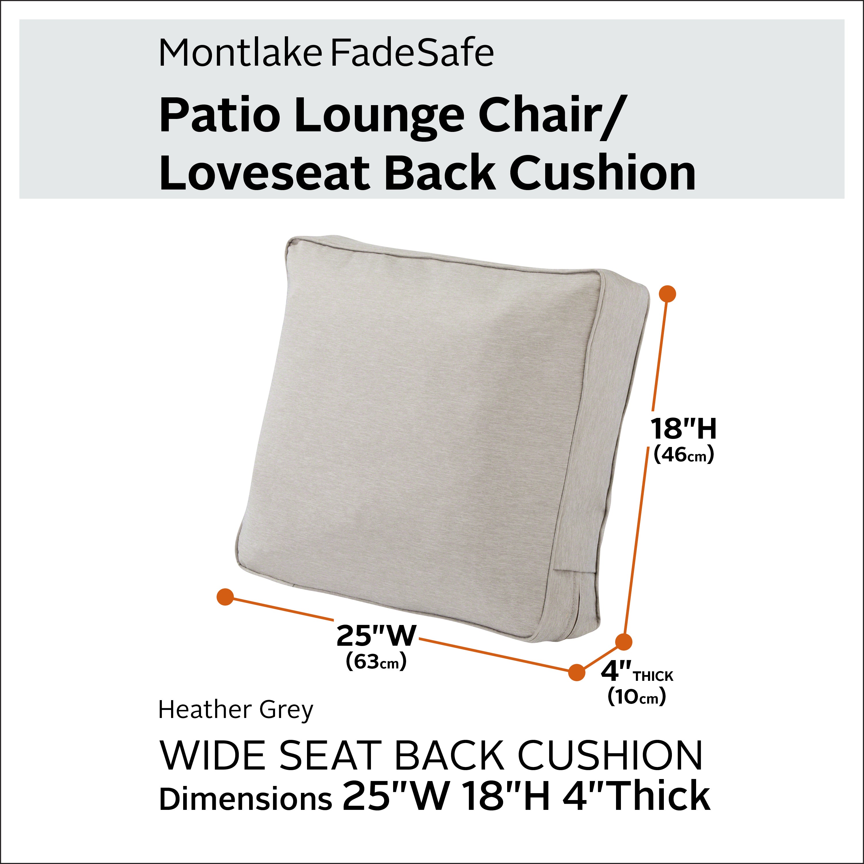 Montlake FadeSafe Patio Lounge Chair/Loveseat Back Cushion