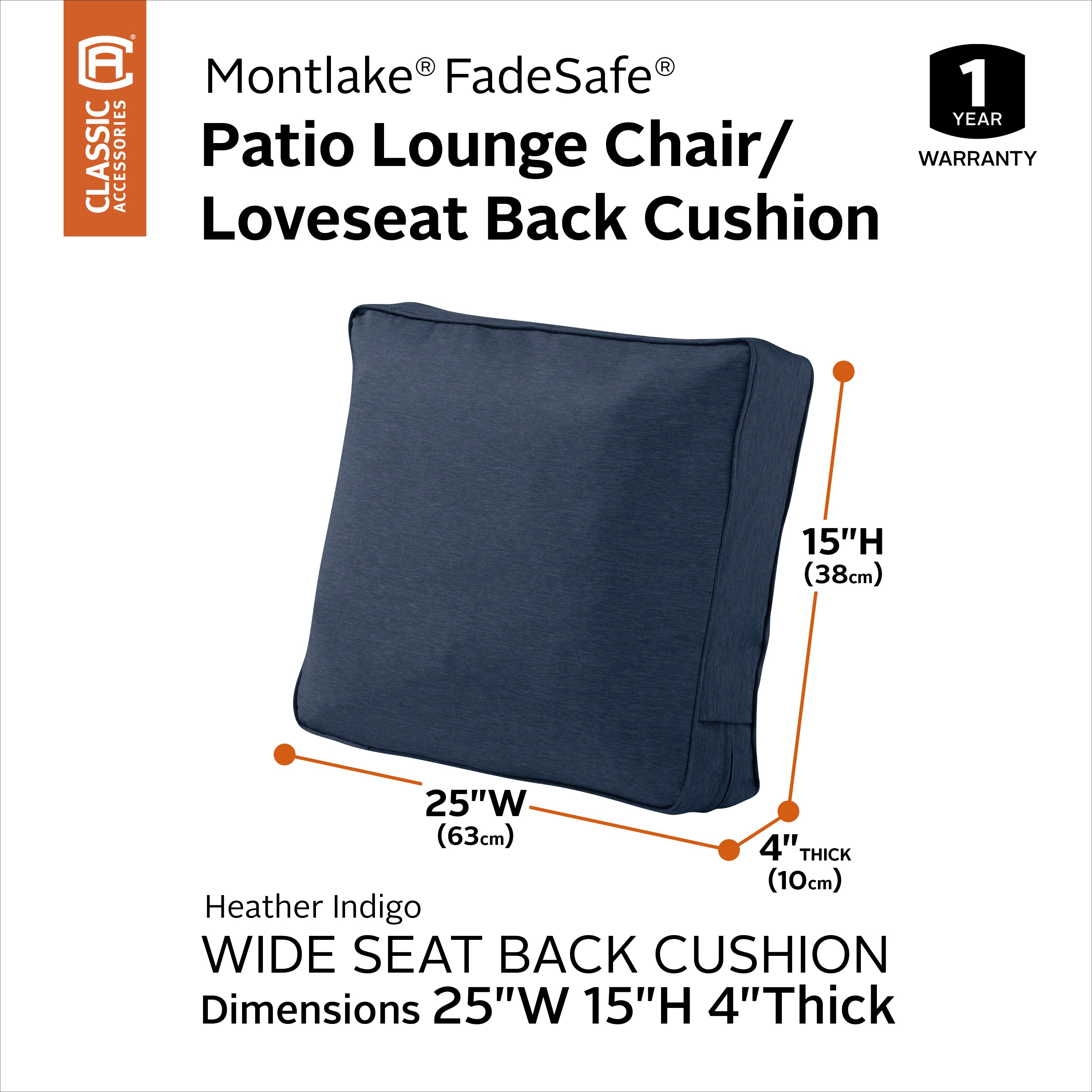 Montlake FadeSafe Patio Lounge Chair/Loveseat Back Cushion
