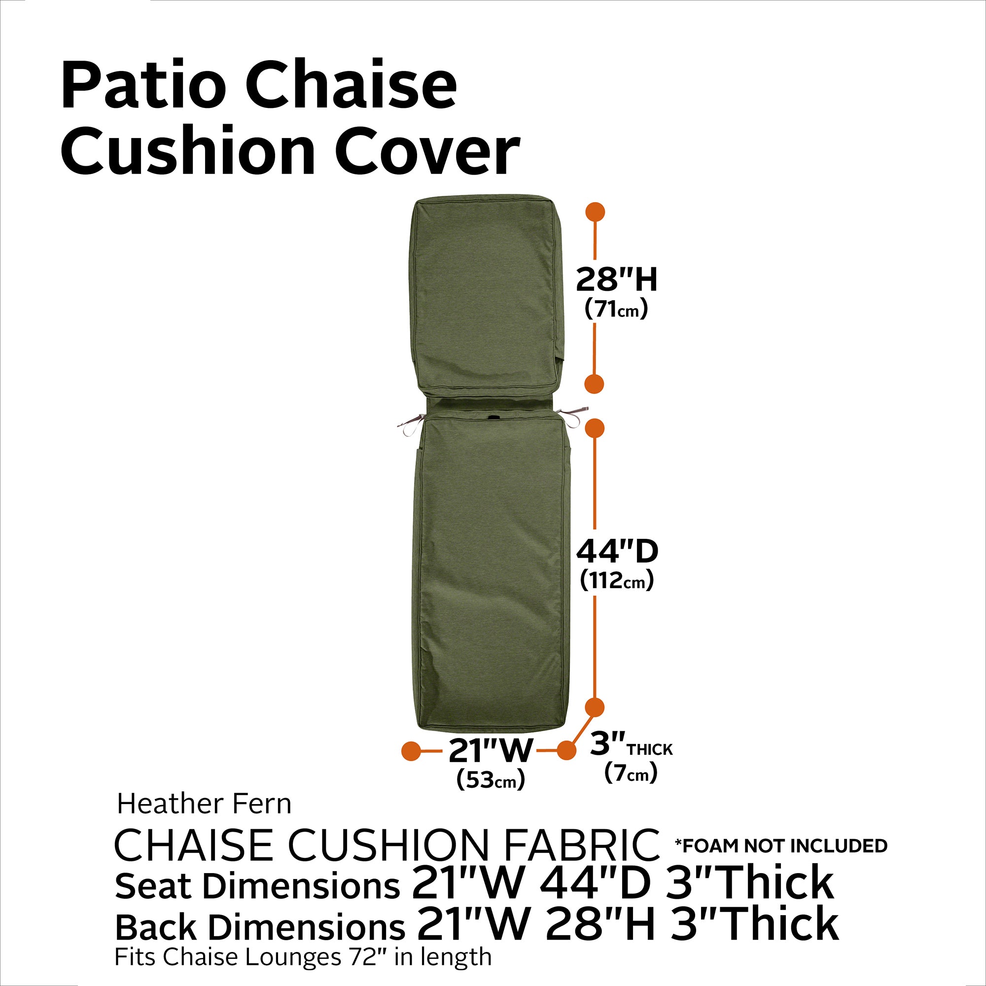 Montlake FadeSafe Water-Resistant Patio Chaise Lounge Cushion Cover