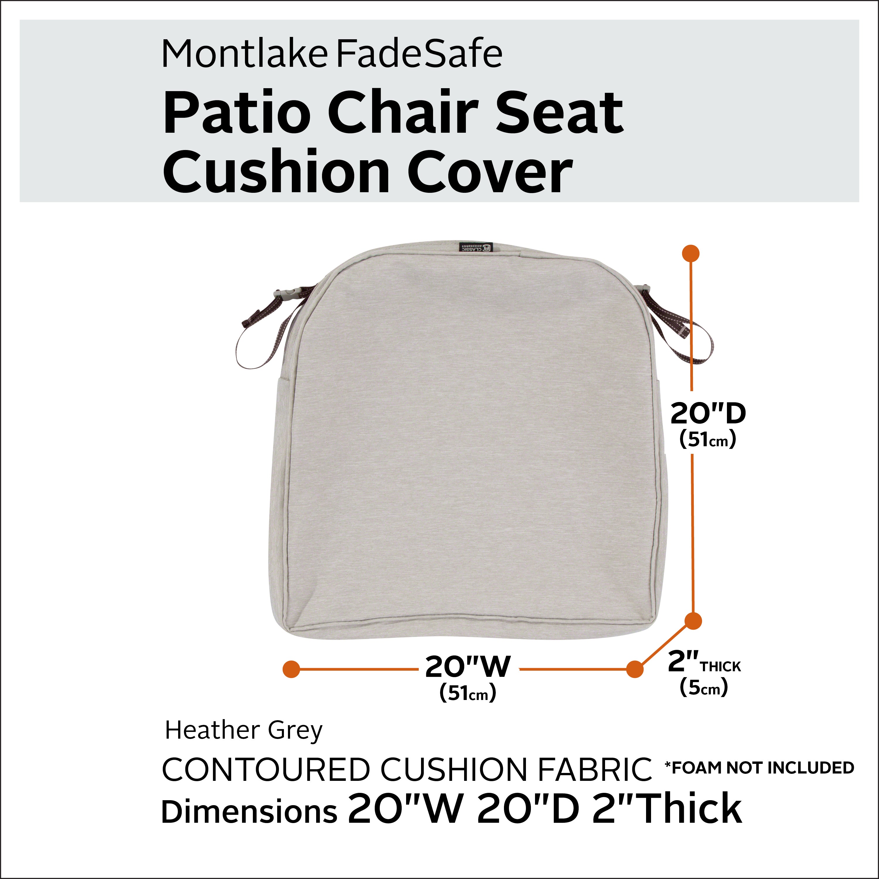 Classic Accessories Montlake Outdoor Weatherproof Dining Seat Cushion
