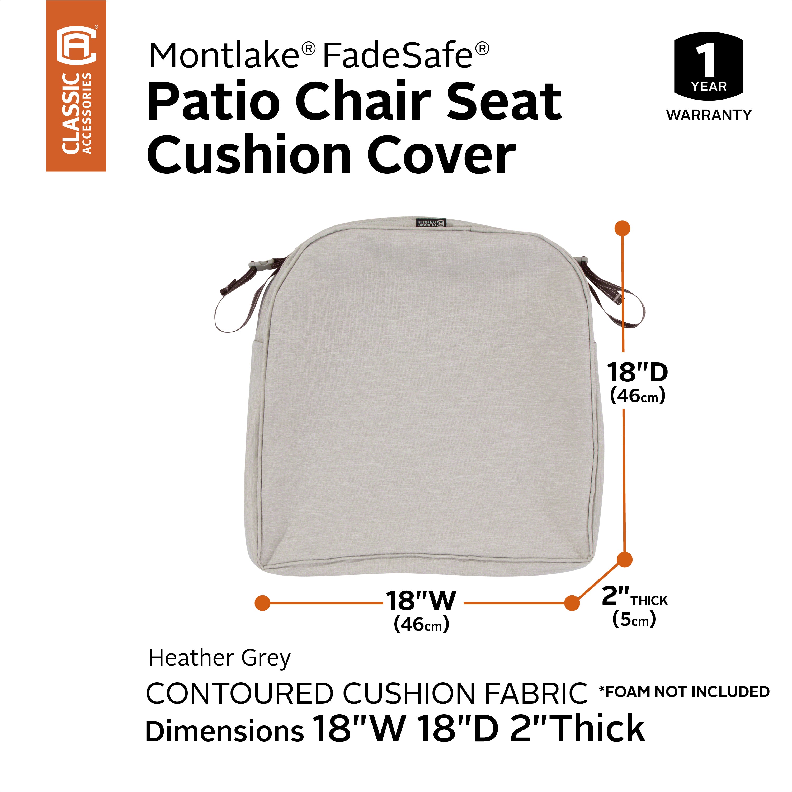 Classic Accessories Montlake Outdoor Weatherproof Dining Seat Cushion