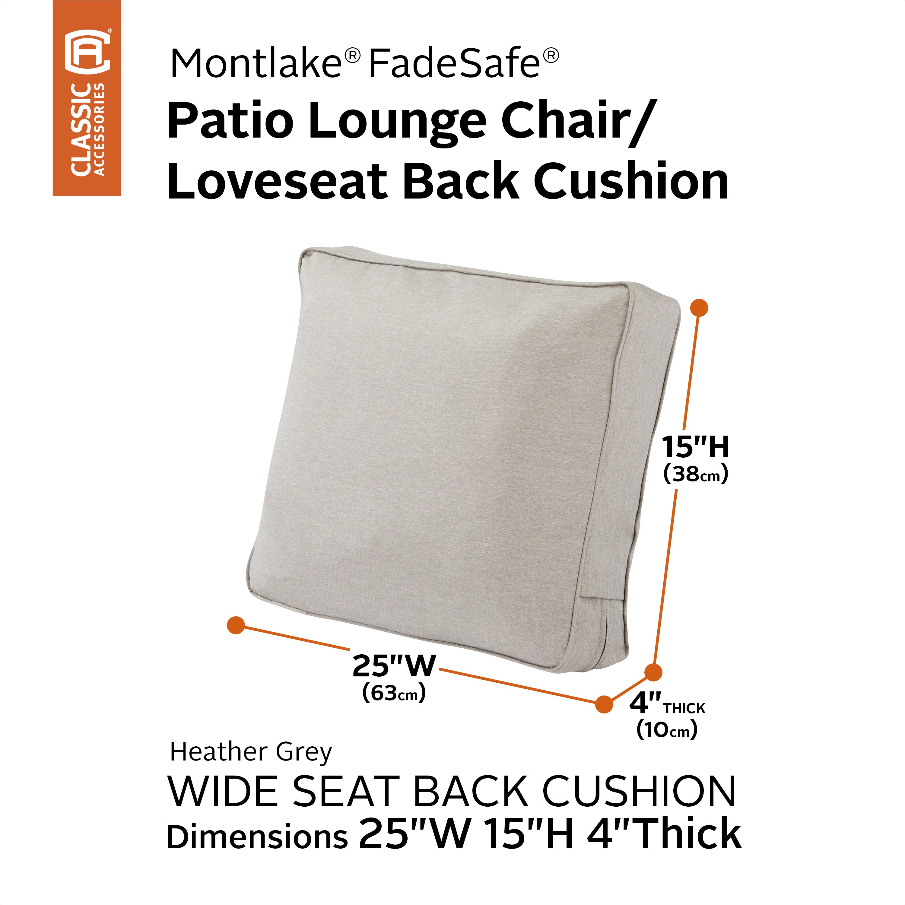 Montlake FadeSafe Patio Lounge Chair/Loveseat Back Cushion