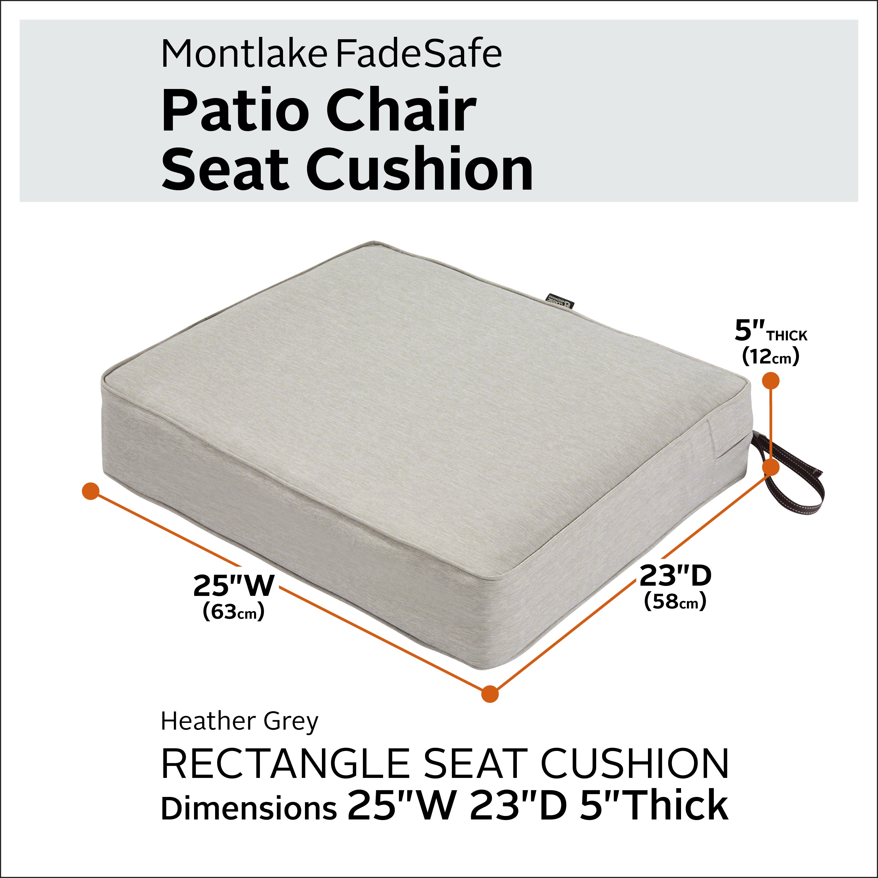 Classic Accessories Montlake FadeSafe Water-Resistant 5 Inch Thick Rectangle Patio Lounge Seat Cushion