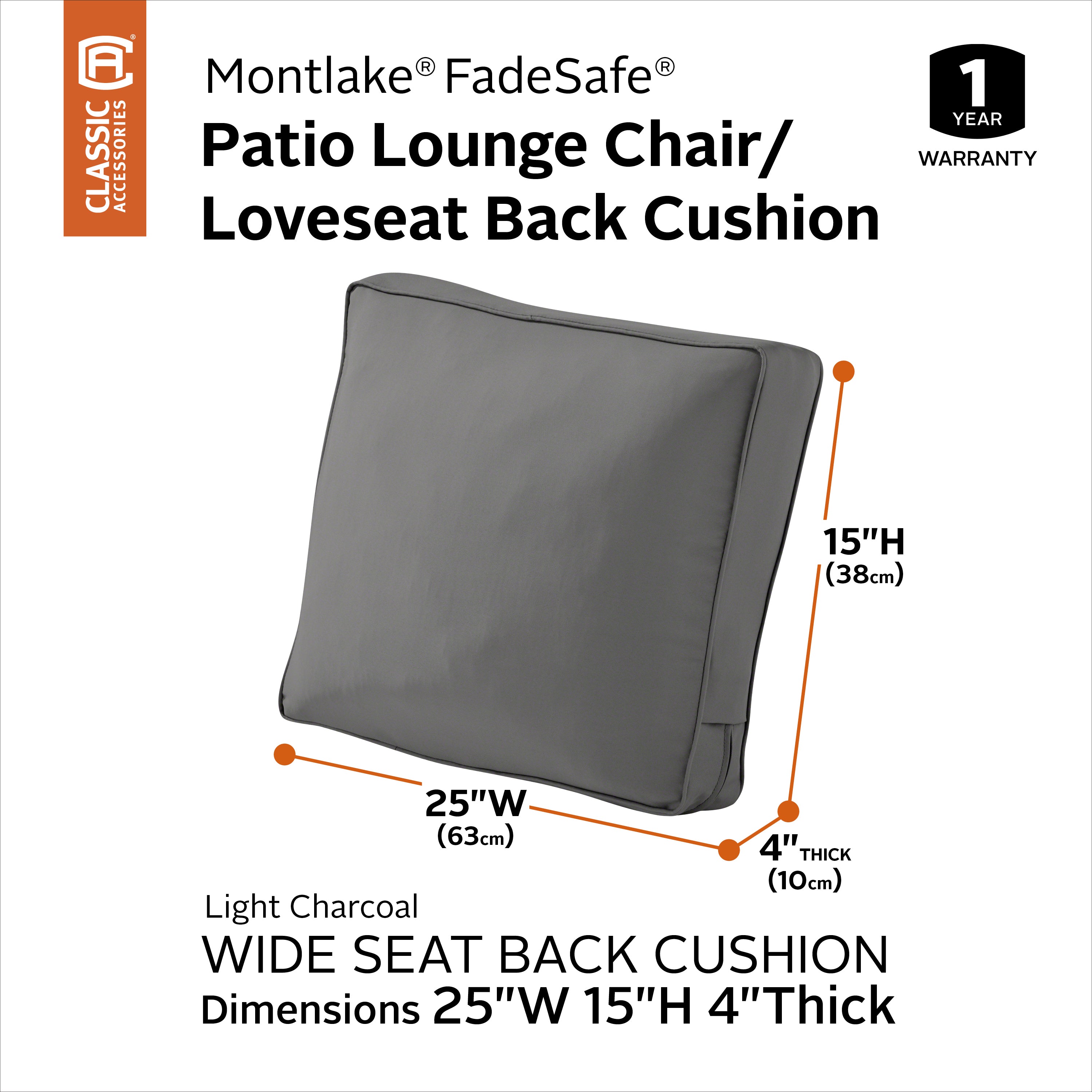 Montlake FadeSafe Patio Lounge Chair/Loveseat Back Cushion
