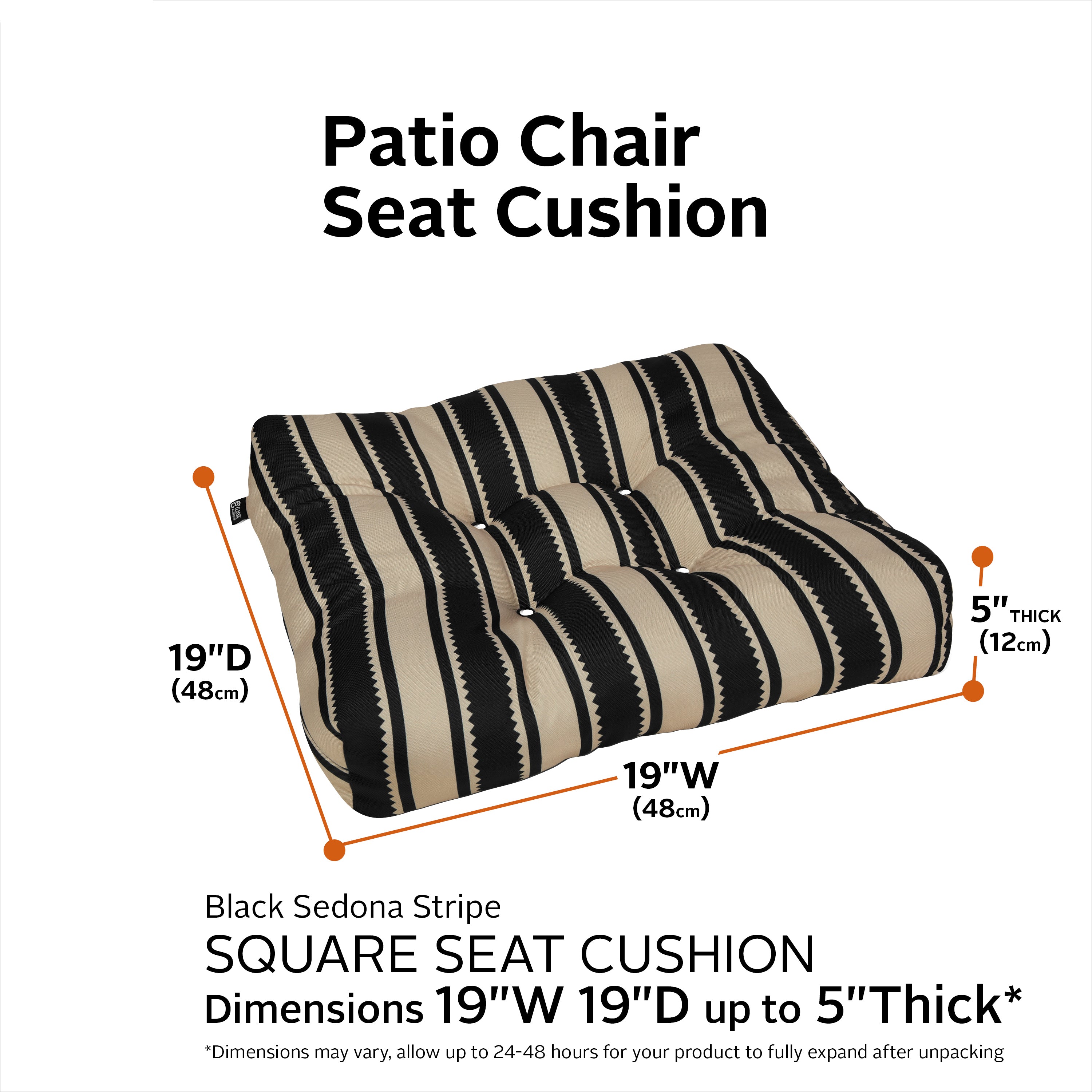 ClassicAccessories_Cushion_OPP_Black_SedonaStripe_19x19x5_SizingGraphic_62-194.jpg