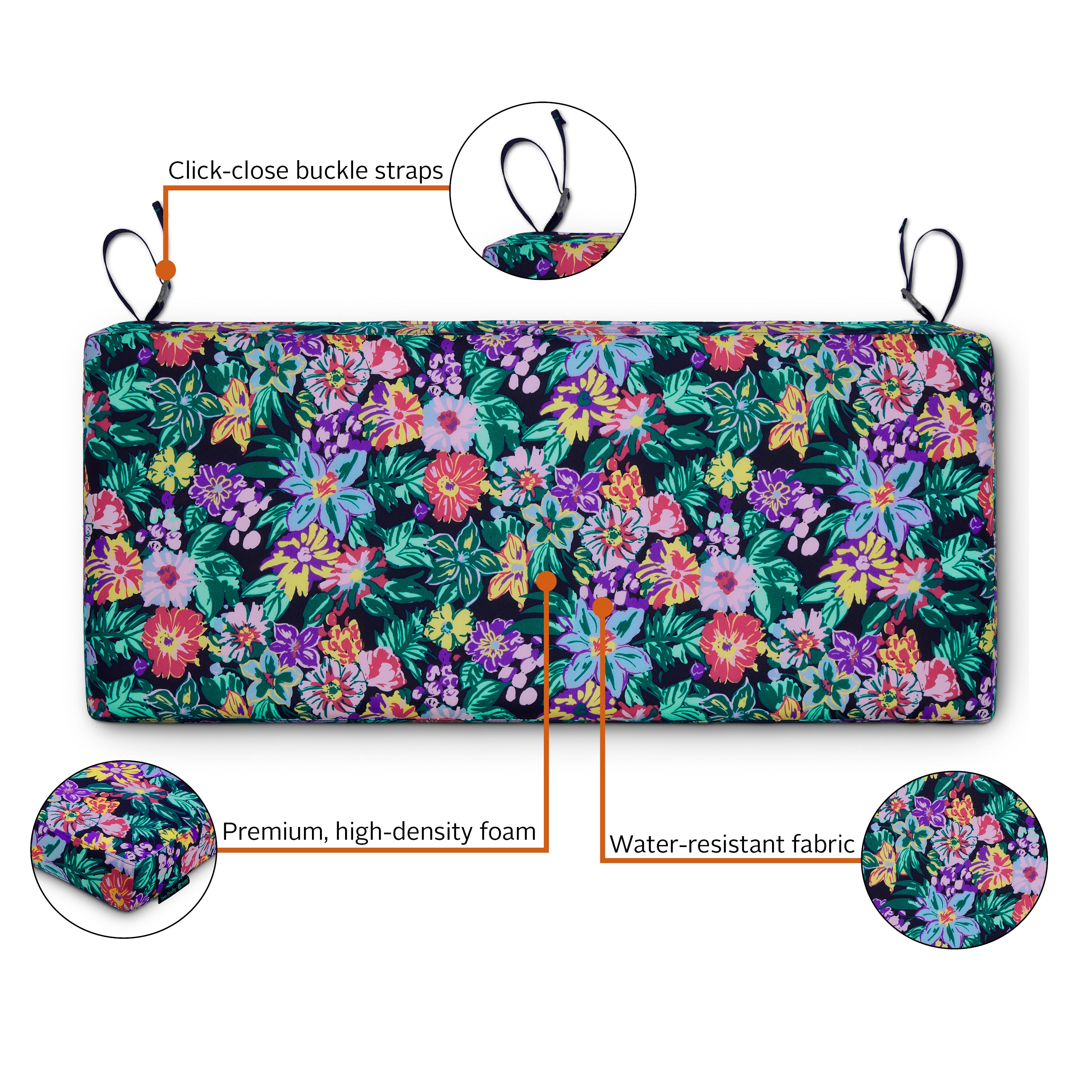 Vera Bradley Water-Resistant Patio Bench Cushion | Classic