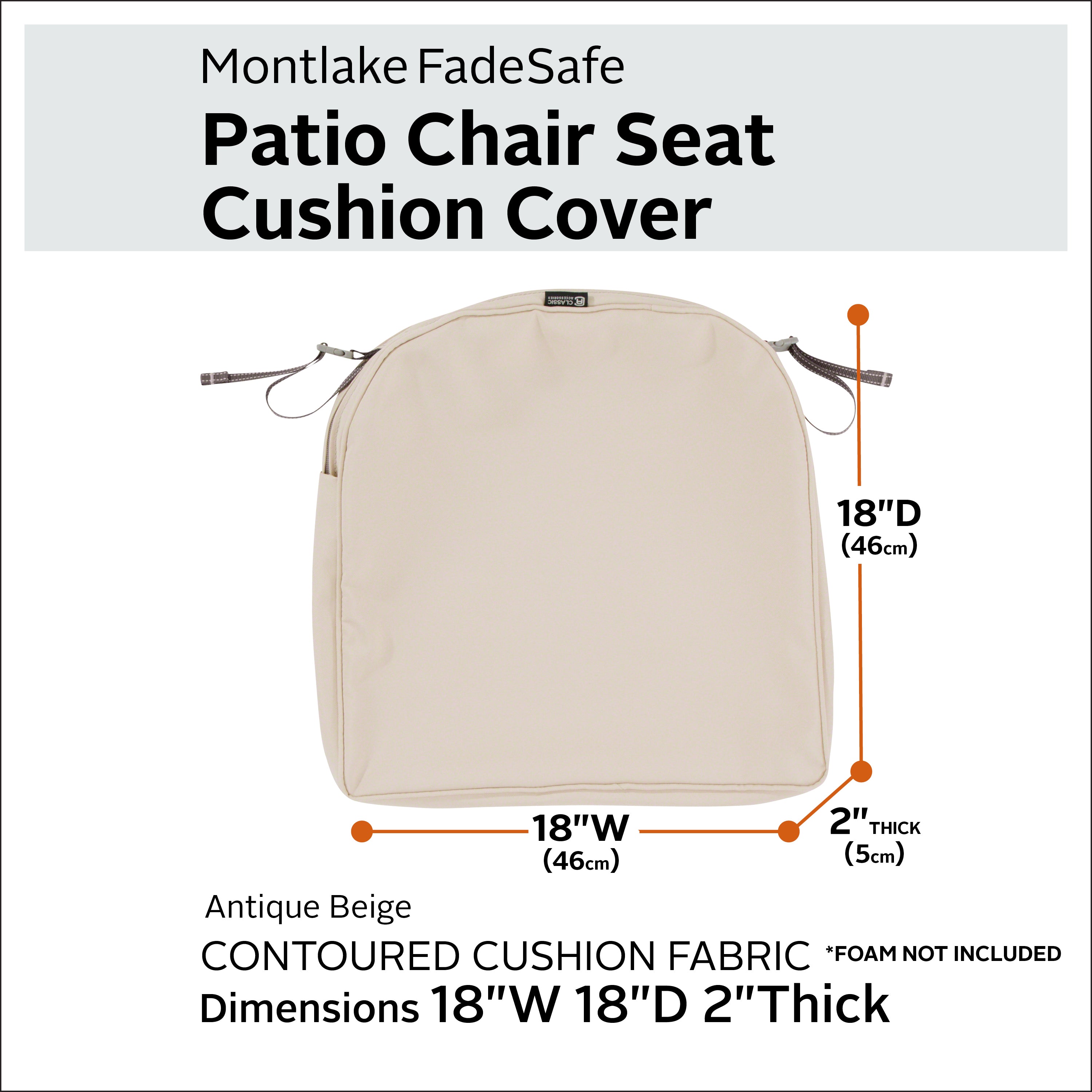 Classic Accessories Montlake Outdoor Weatherproof Dining Seat Cushion