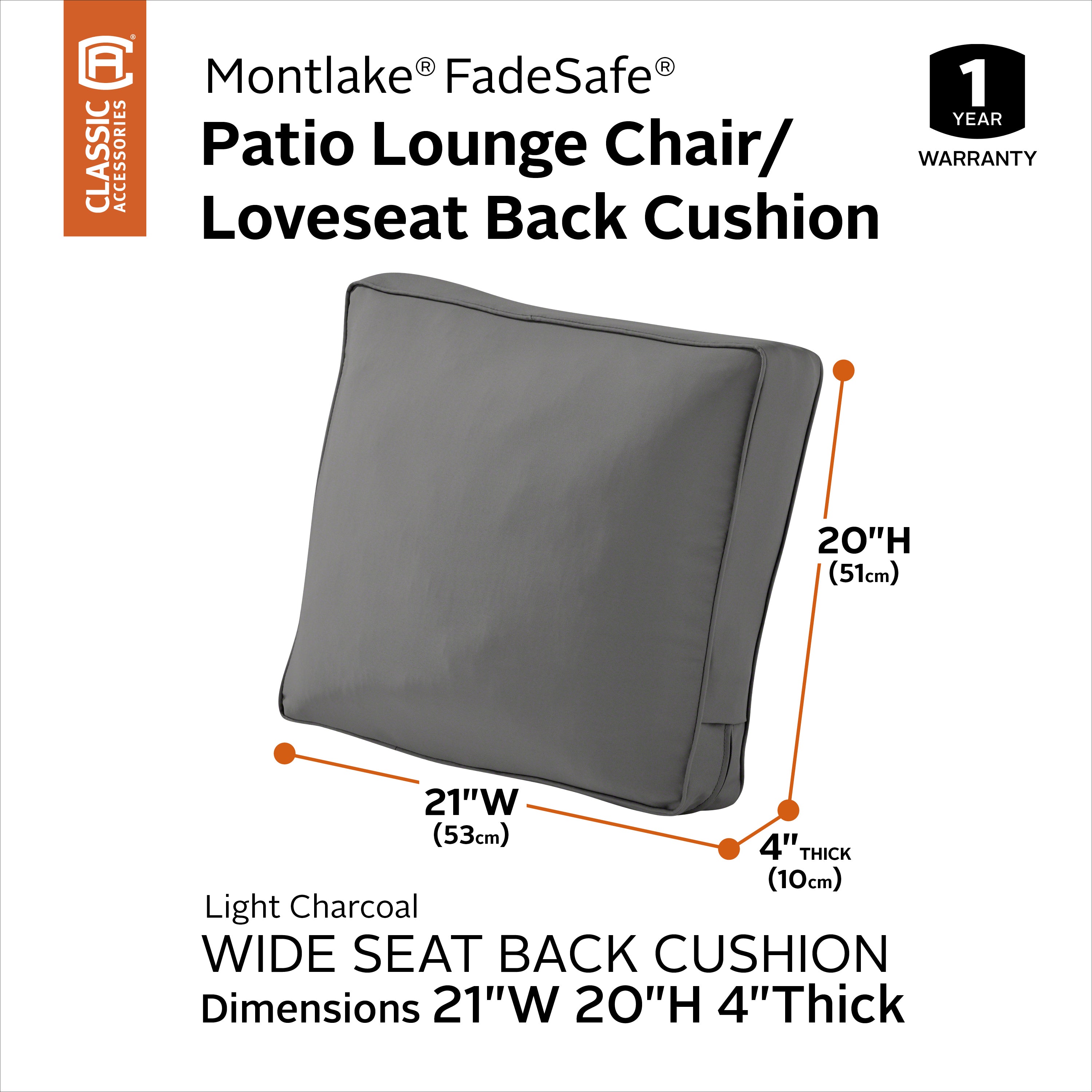 Montlake FadeSafe Patio Lounge Chair/Loveseat Back Cushion