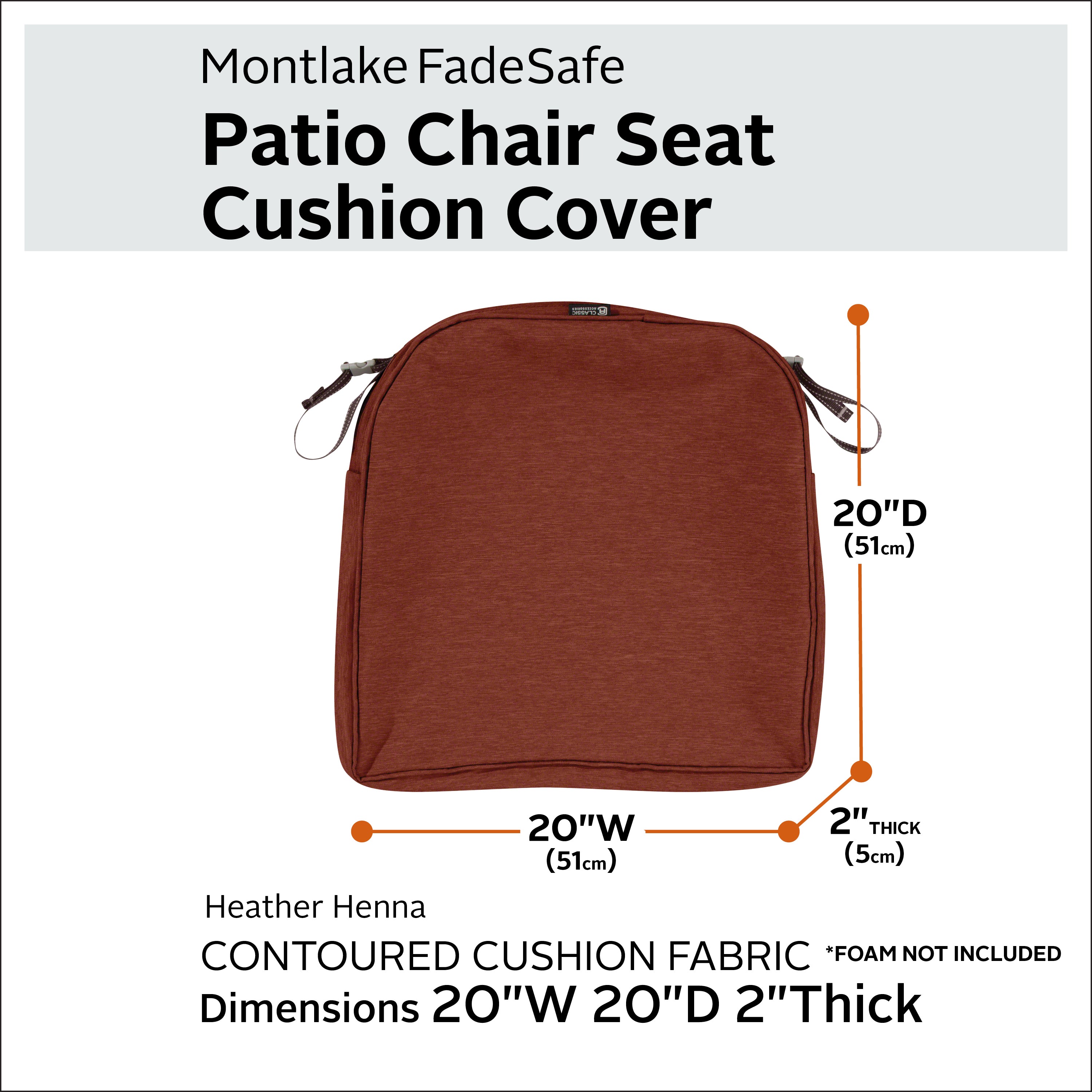 Classic Accessories Montlake Outdoor Weatherproof Dining Seat Cushion