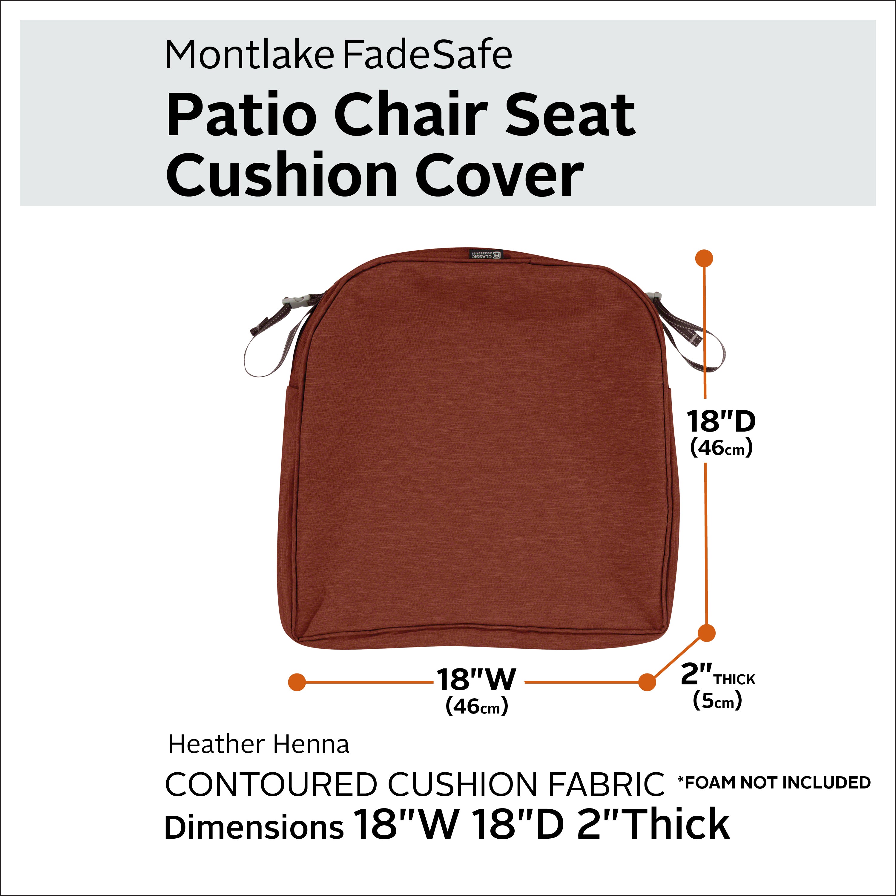 Classic Accessories Montlake Outdoor Weatherproof Dining Seat Cushion
