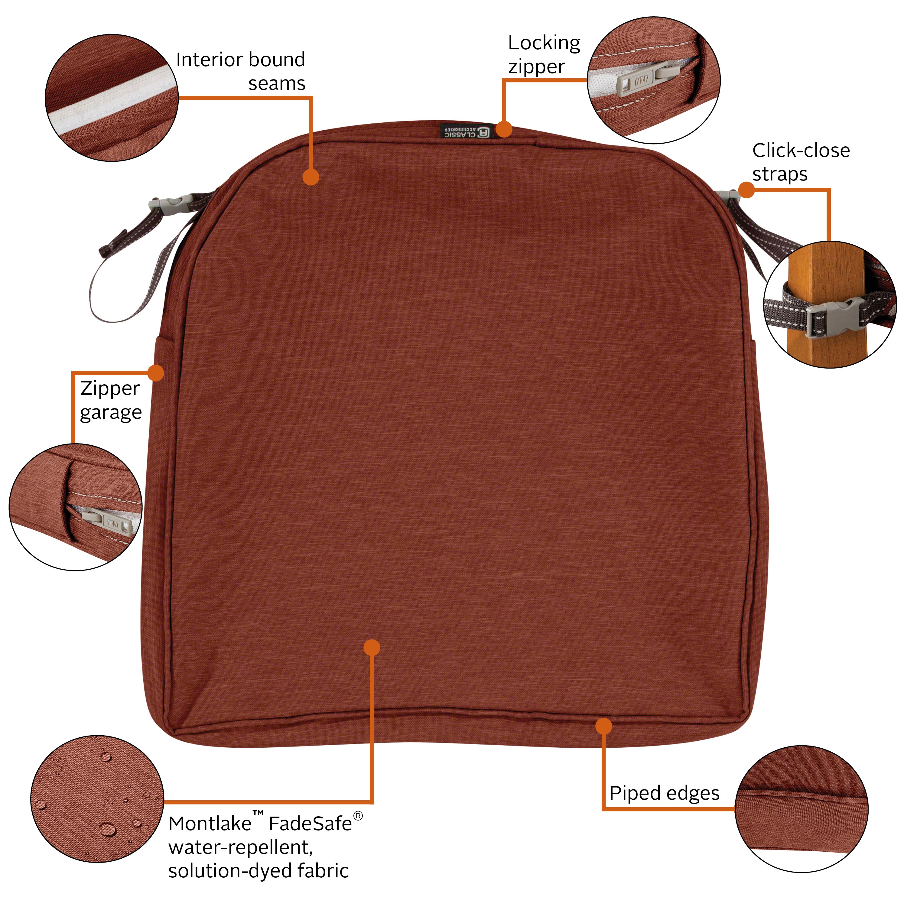 Classic Accessories Montlake Outdoor Weatherproof Dining Seat Cushion