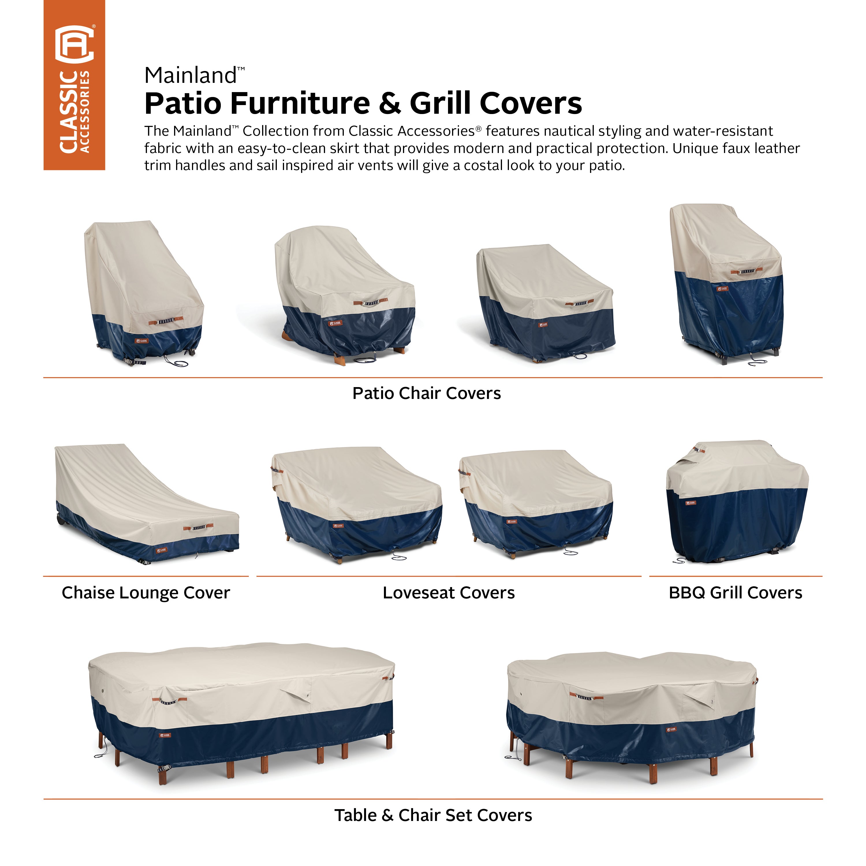 Classic Accessories Mainland Patio Round Table and Chair Set Cover