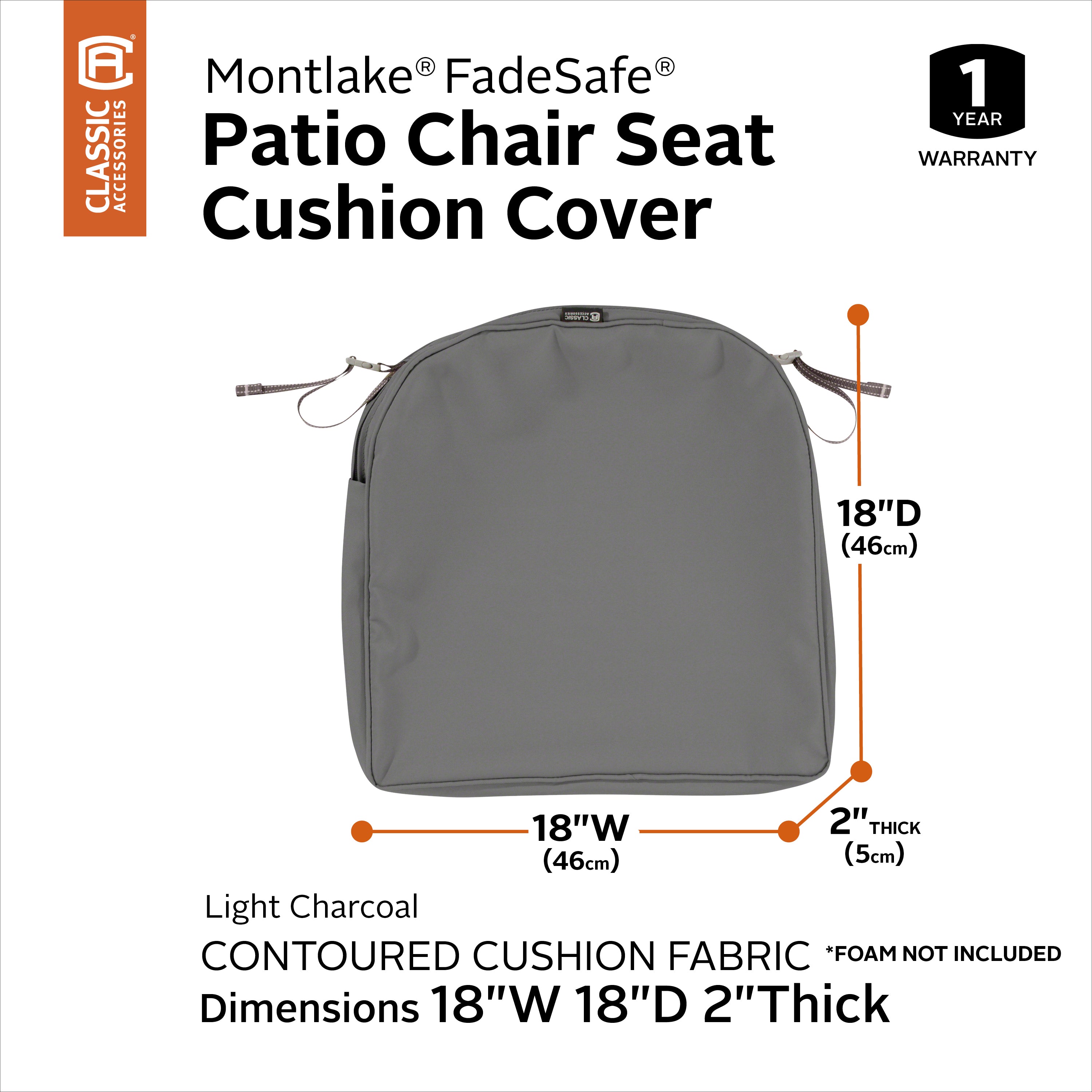 Classic Accessories Montlake Outdoor Weatherproof Dining Seat Cushion