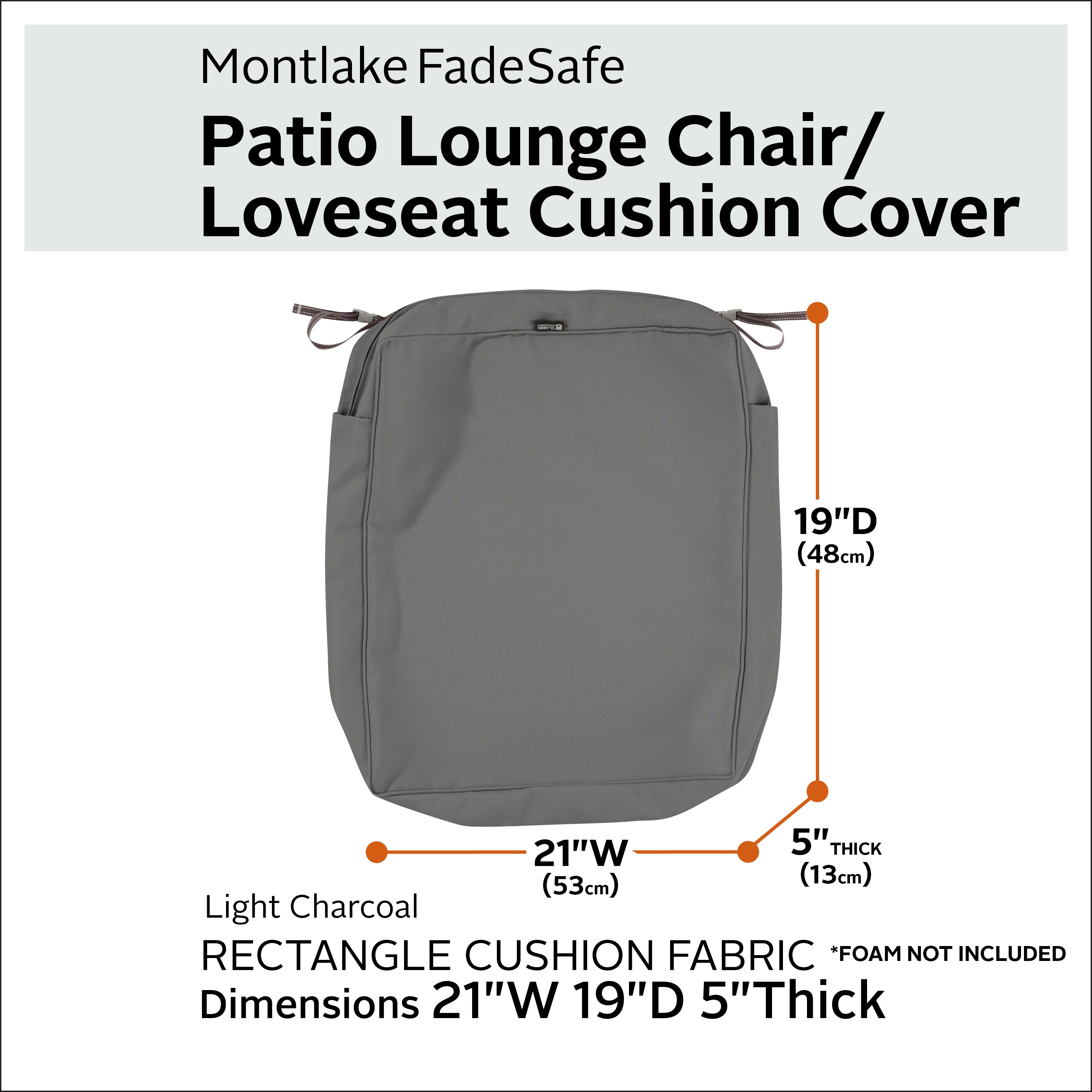Classic Accessories Montlake FadeSafe Water-Resistant Rectangular Patio Lounge Seat Cushion Cover