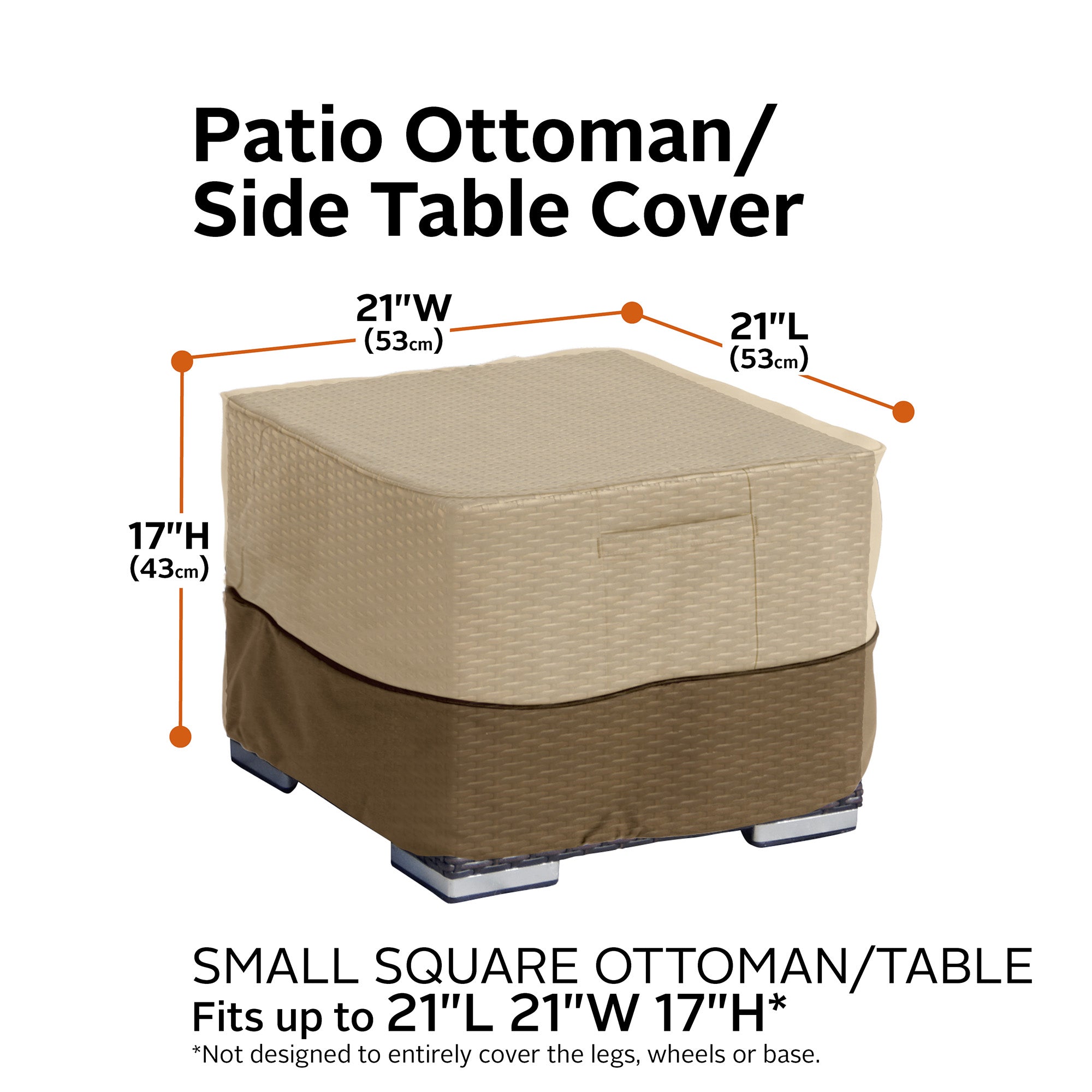 Classic Accessories Veranda Water-Resistant Square Patio Ottoman/Side Table Cover