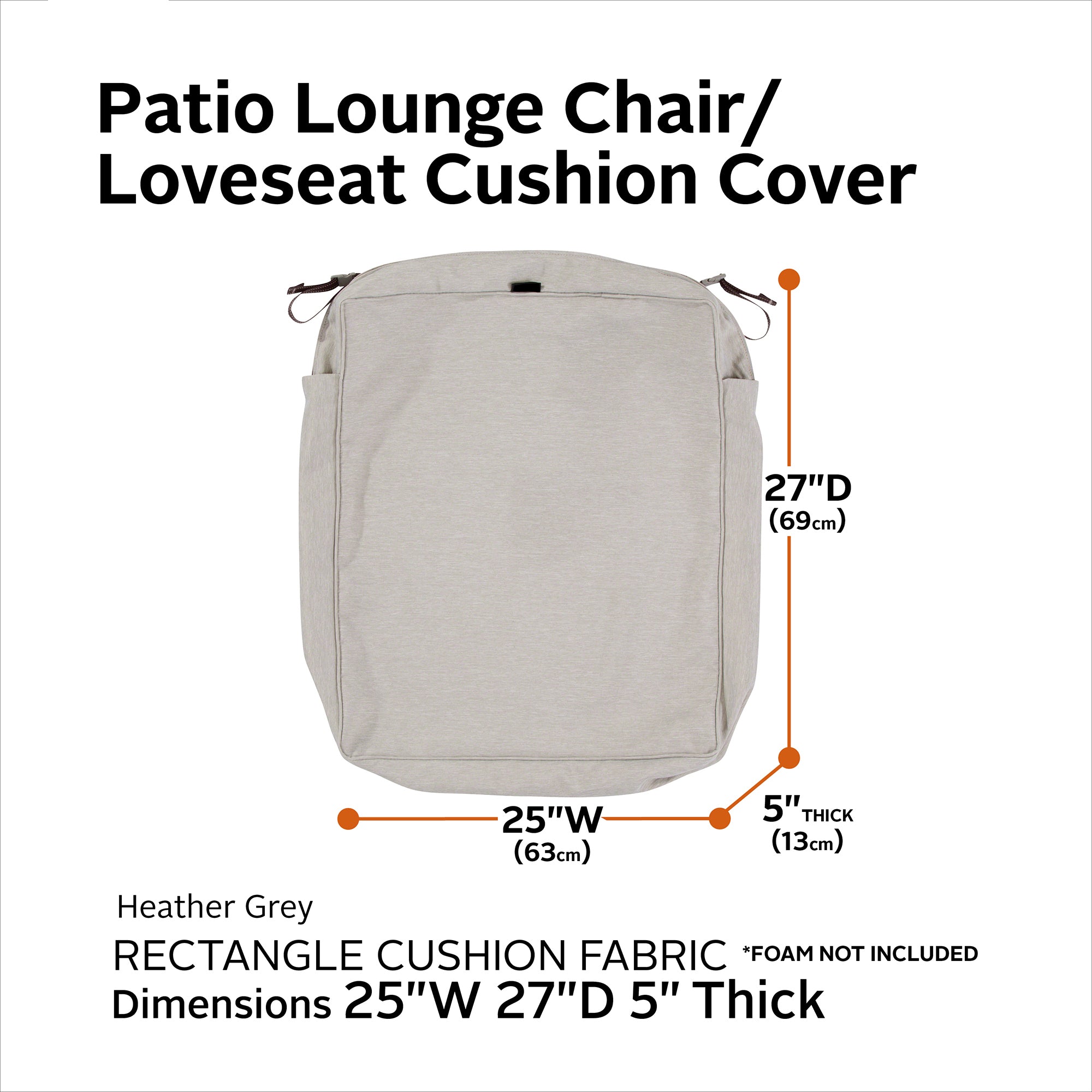 Classic Accessories Montlake FadeSafe Water-Resistant Rectangular Patio Lounge Seat Cushion Cover