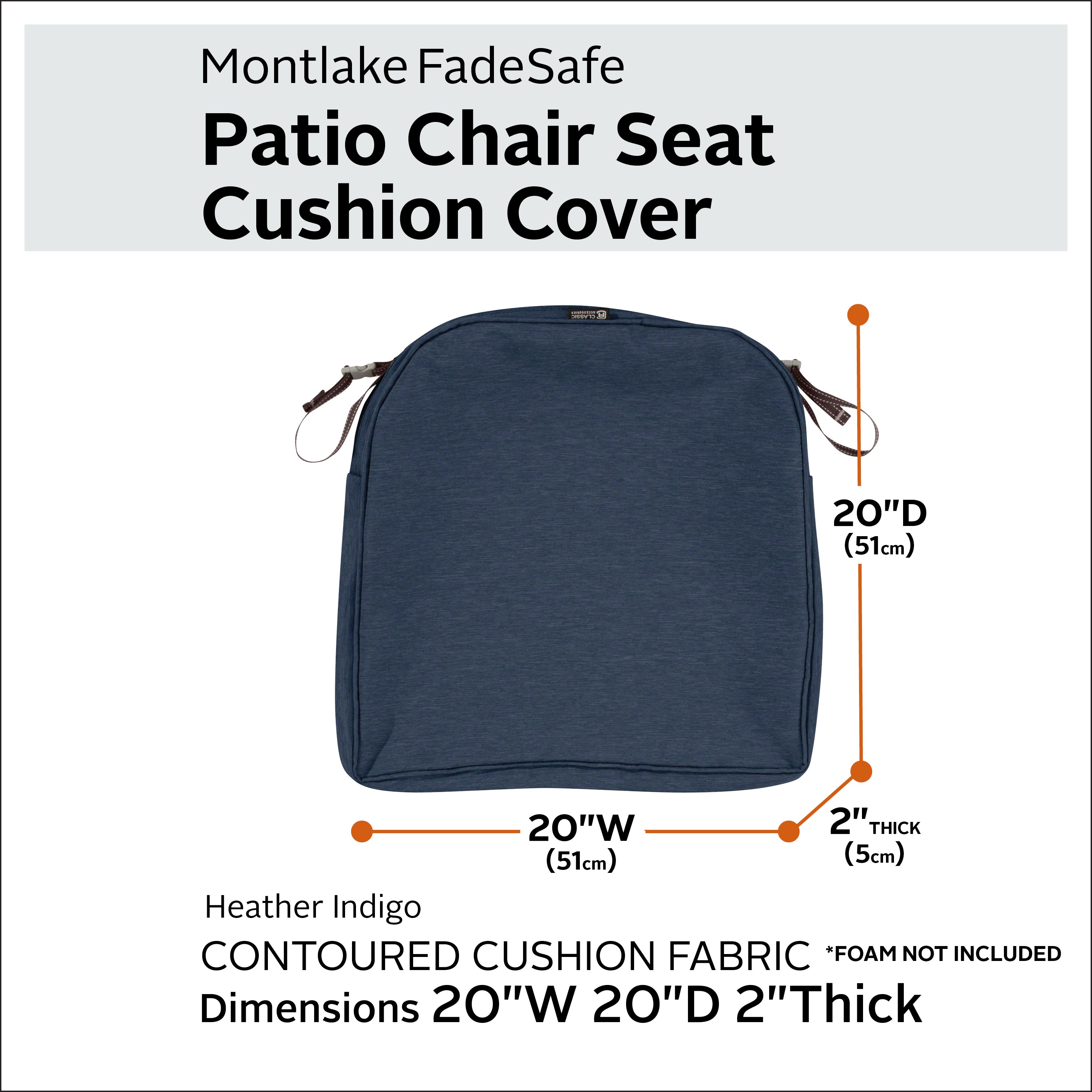 Classic Accessories Montlake Outdoor Weatherproof Dining Seat Cushion