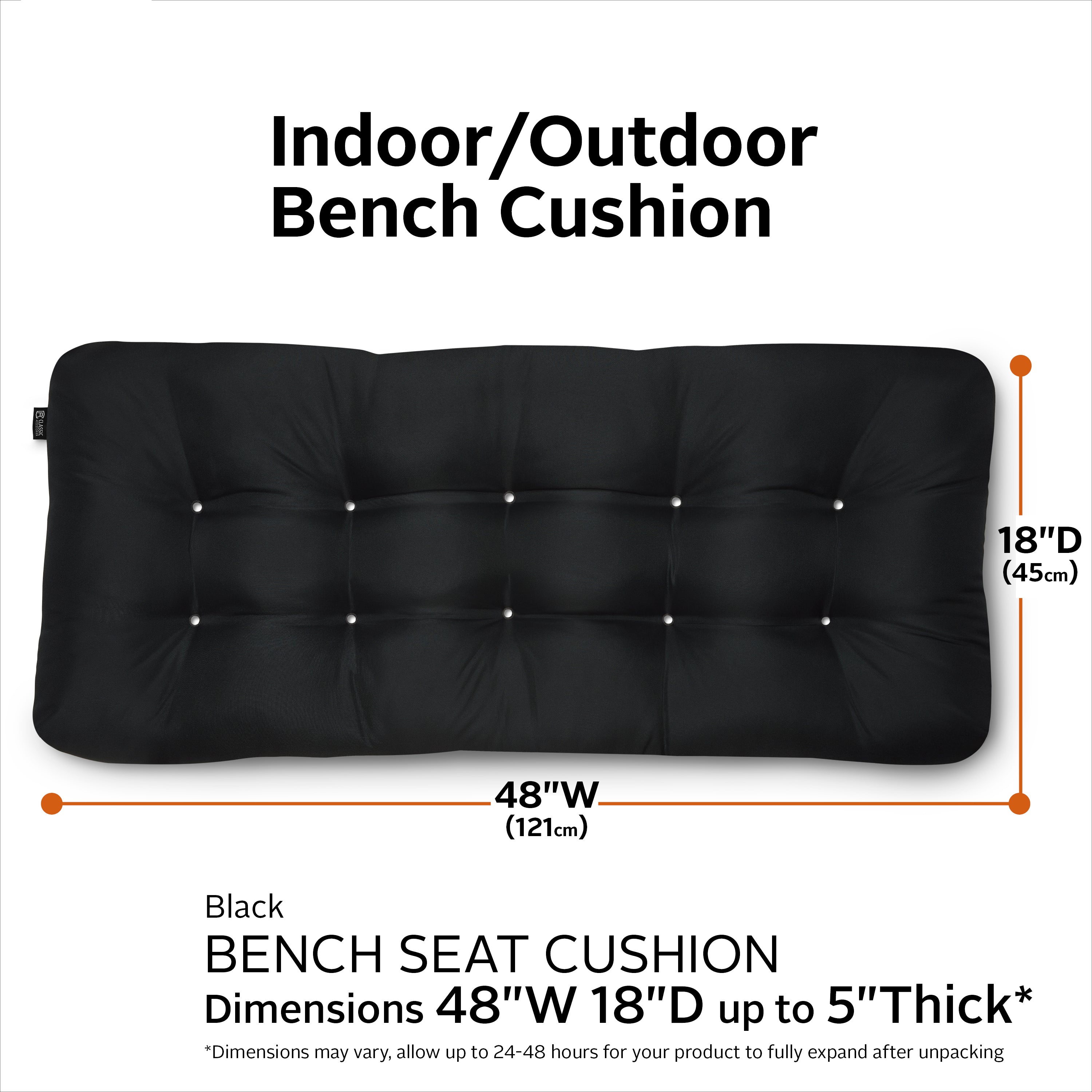 ClassicAccessories_Cushion_OPP_Bench_Black_48x18x5_SizingGraphic_62-196.jpg