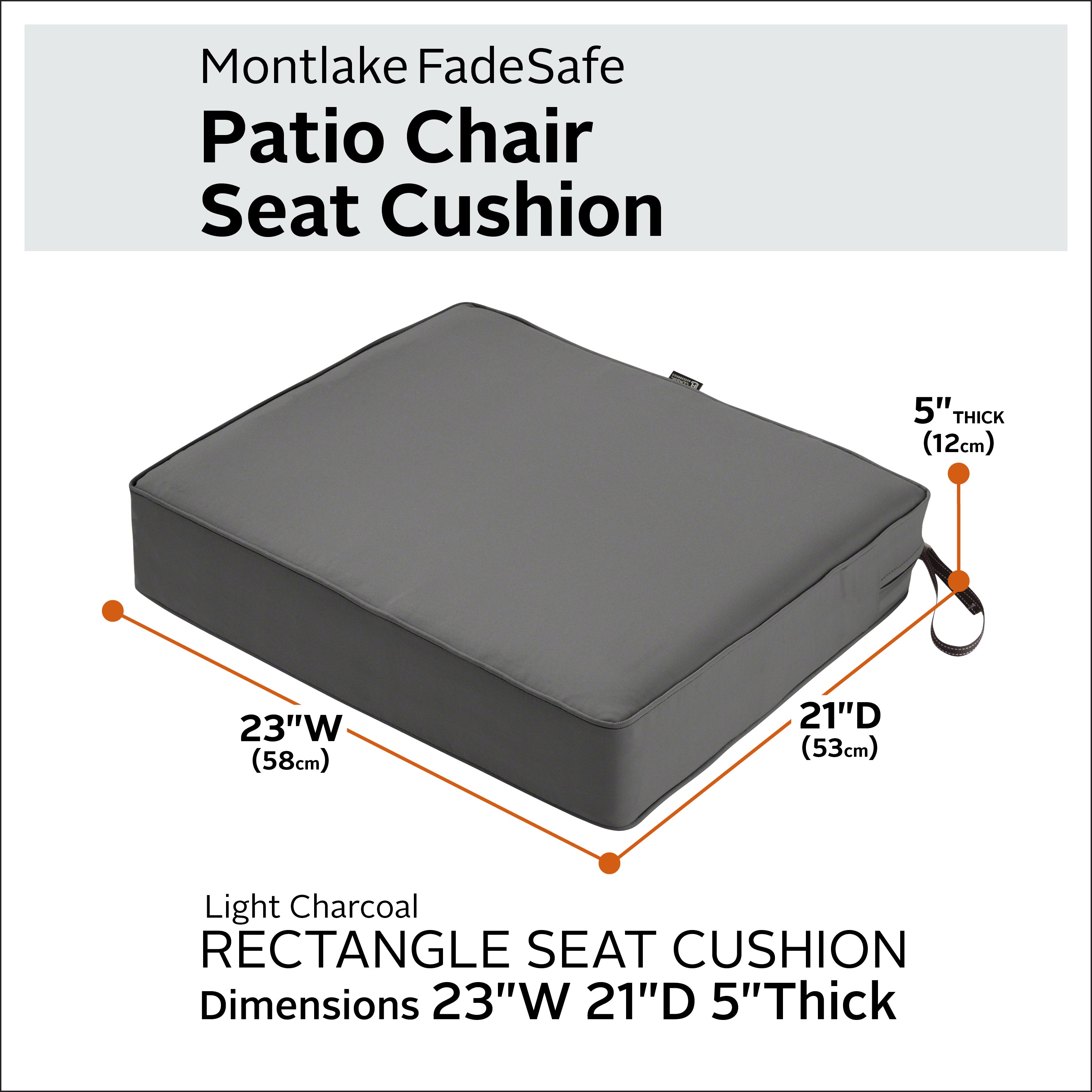 Classic Accessories Montlake FadeSafe Water-Resistant 5 Inch Thick Rectangle Patio Lounge Seat Cushion