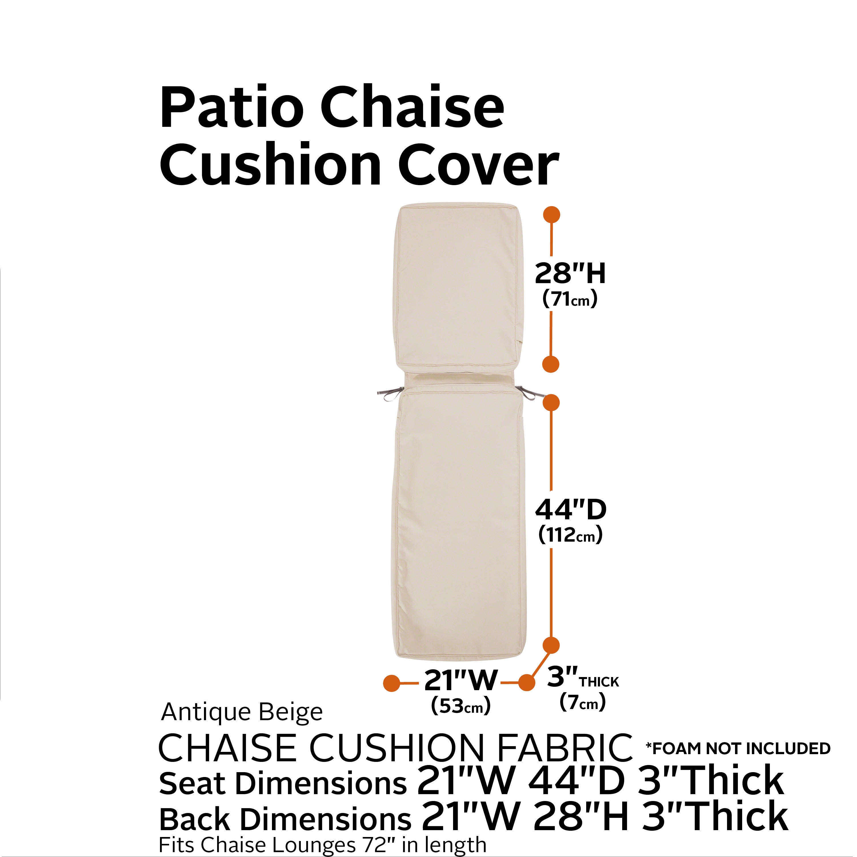 Montlake FadeSafe Water-Resistant Patio Chaise Lounge Cushion Cover