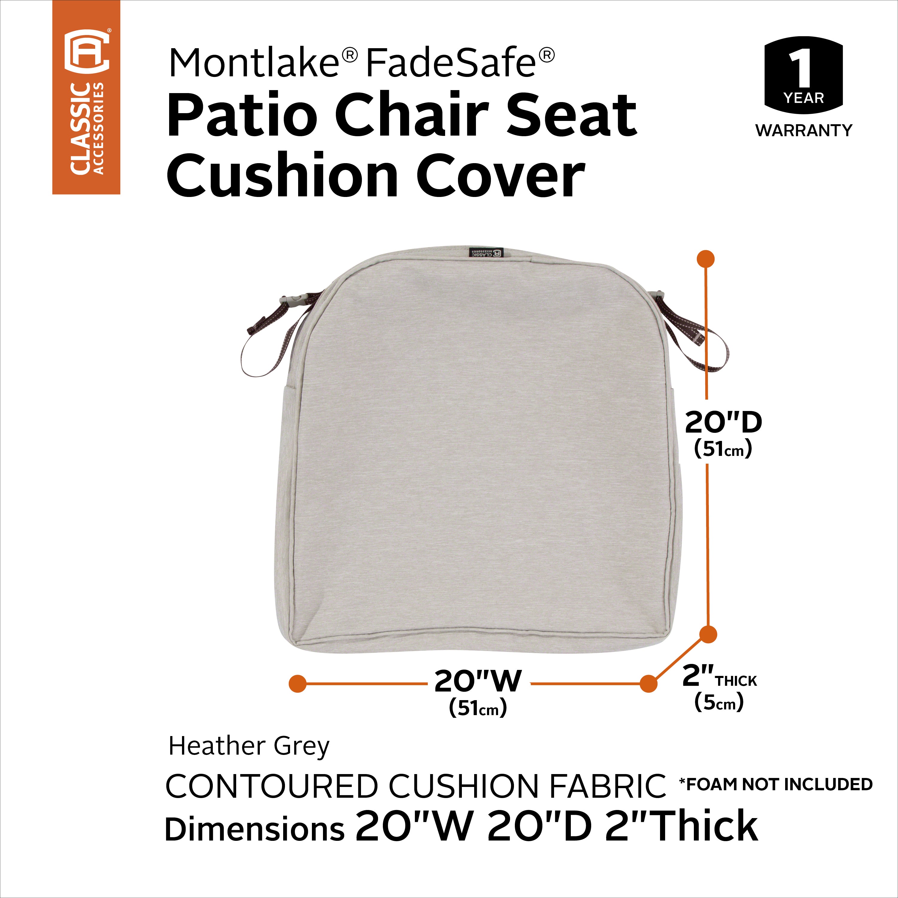 Classic Accessories Montlake Outdoor Weatherproof Dining Seat Cushion