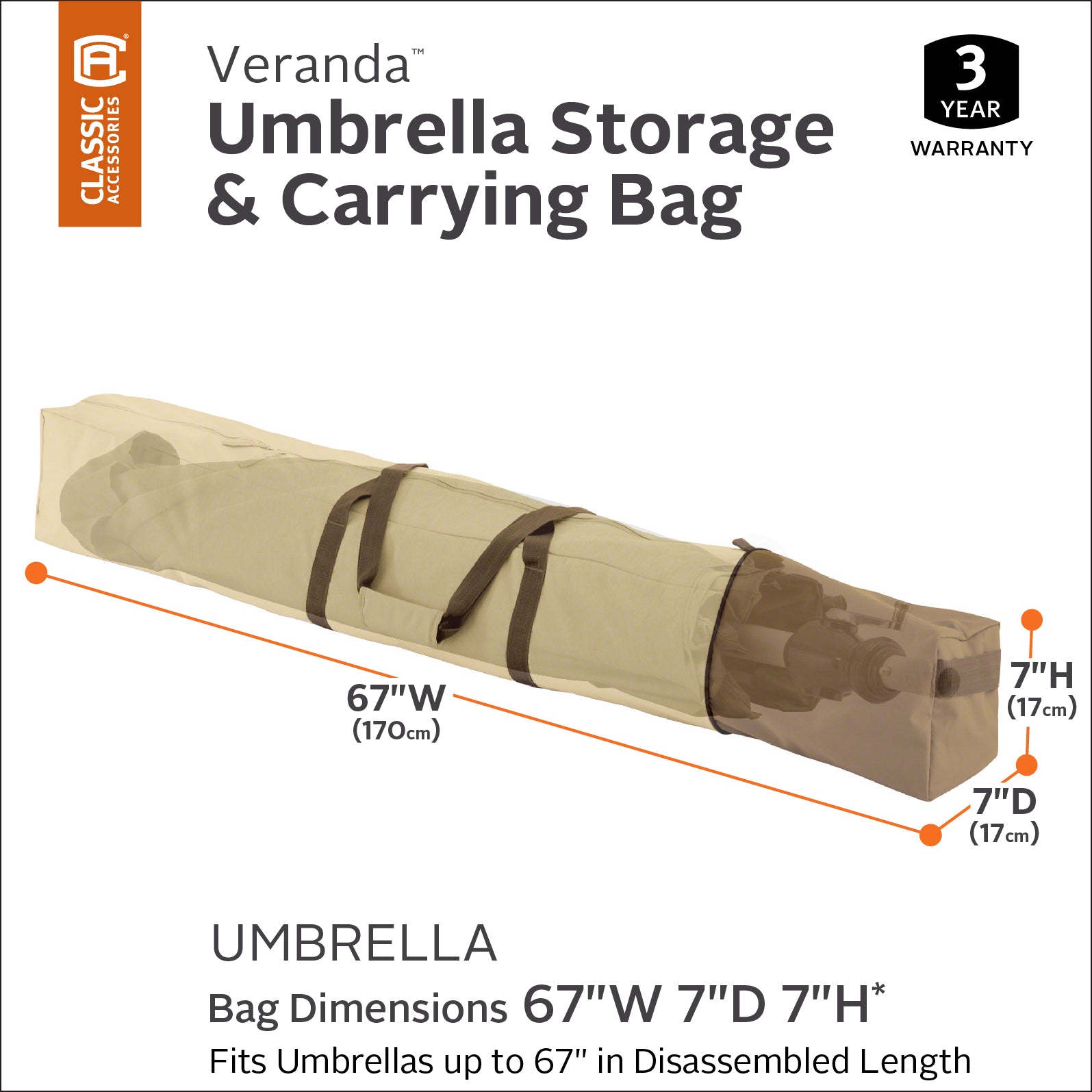Veranda Oversized Patio Umbrella Storage and Carrying Bag