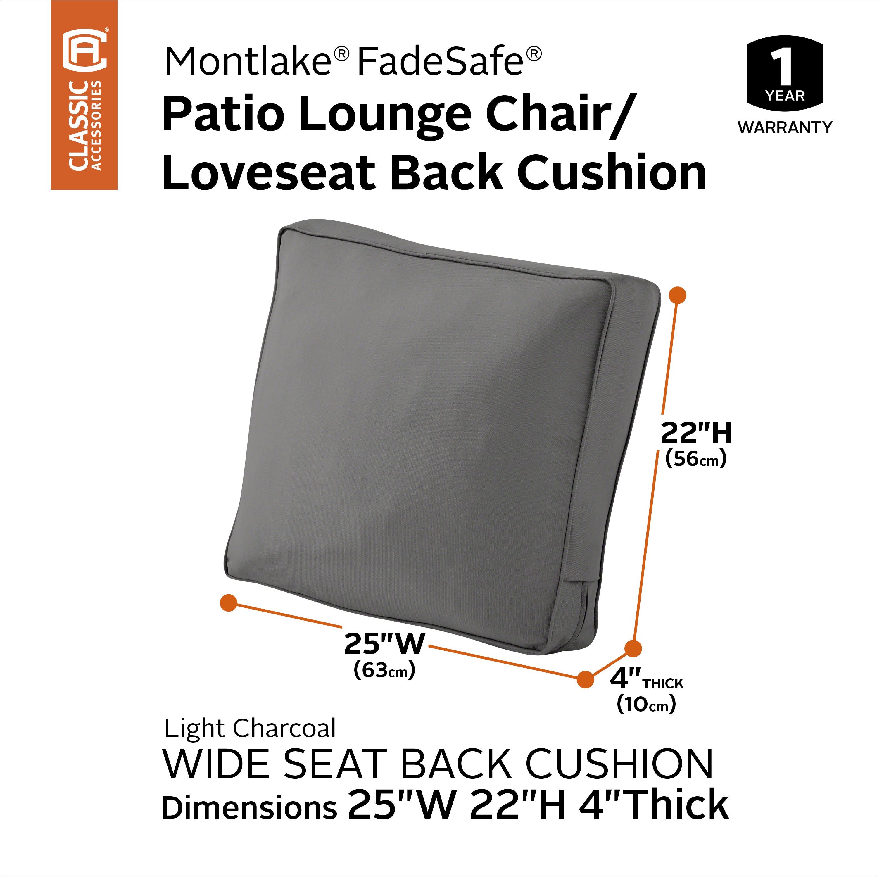 Montlake FadeSafe Patio Lounge Chair/Loveseat Back Cushion