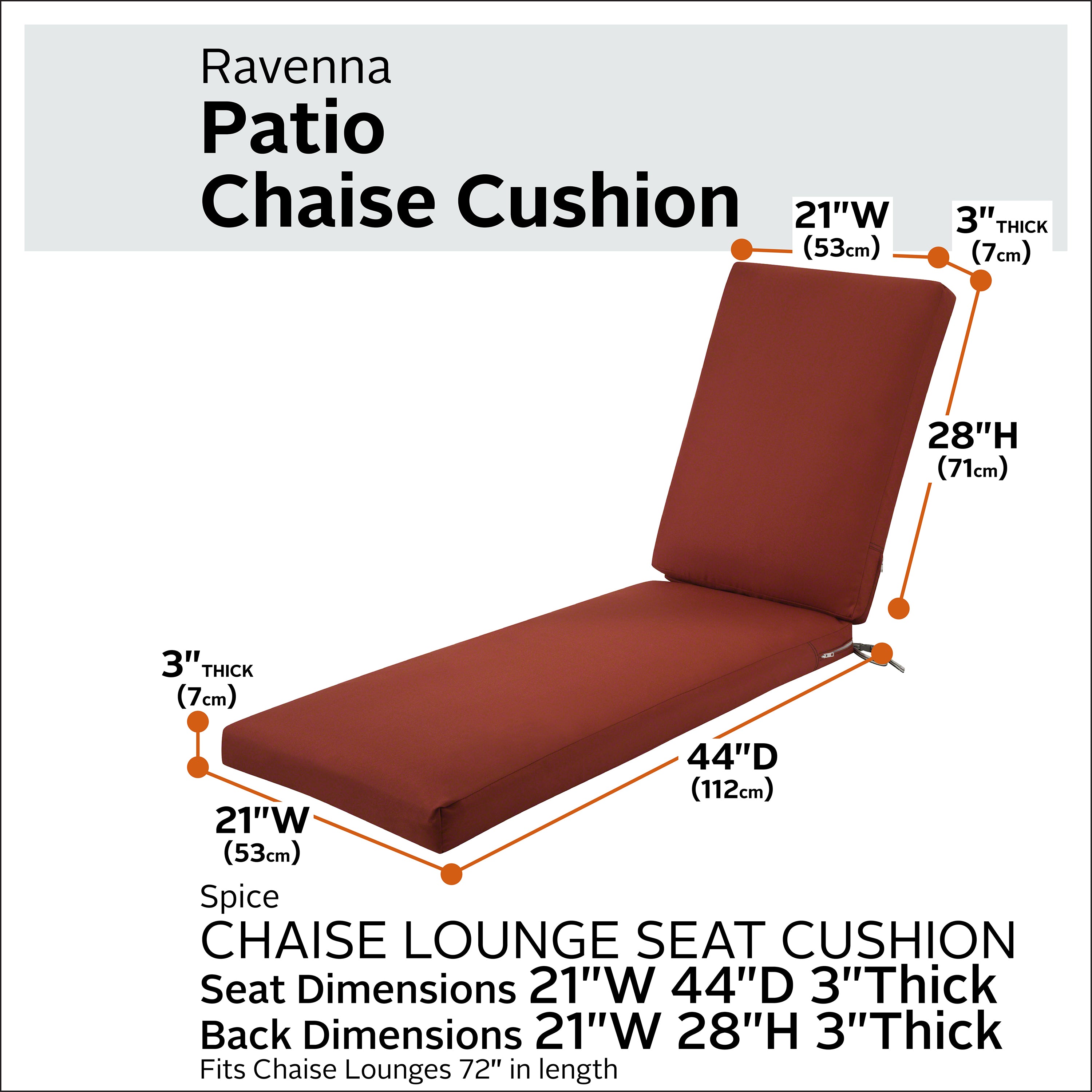 Ravenna Outdoor Chaise Cushion | Classic Accessories