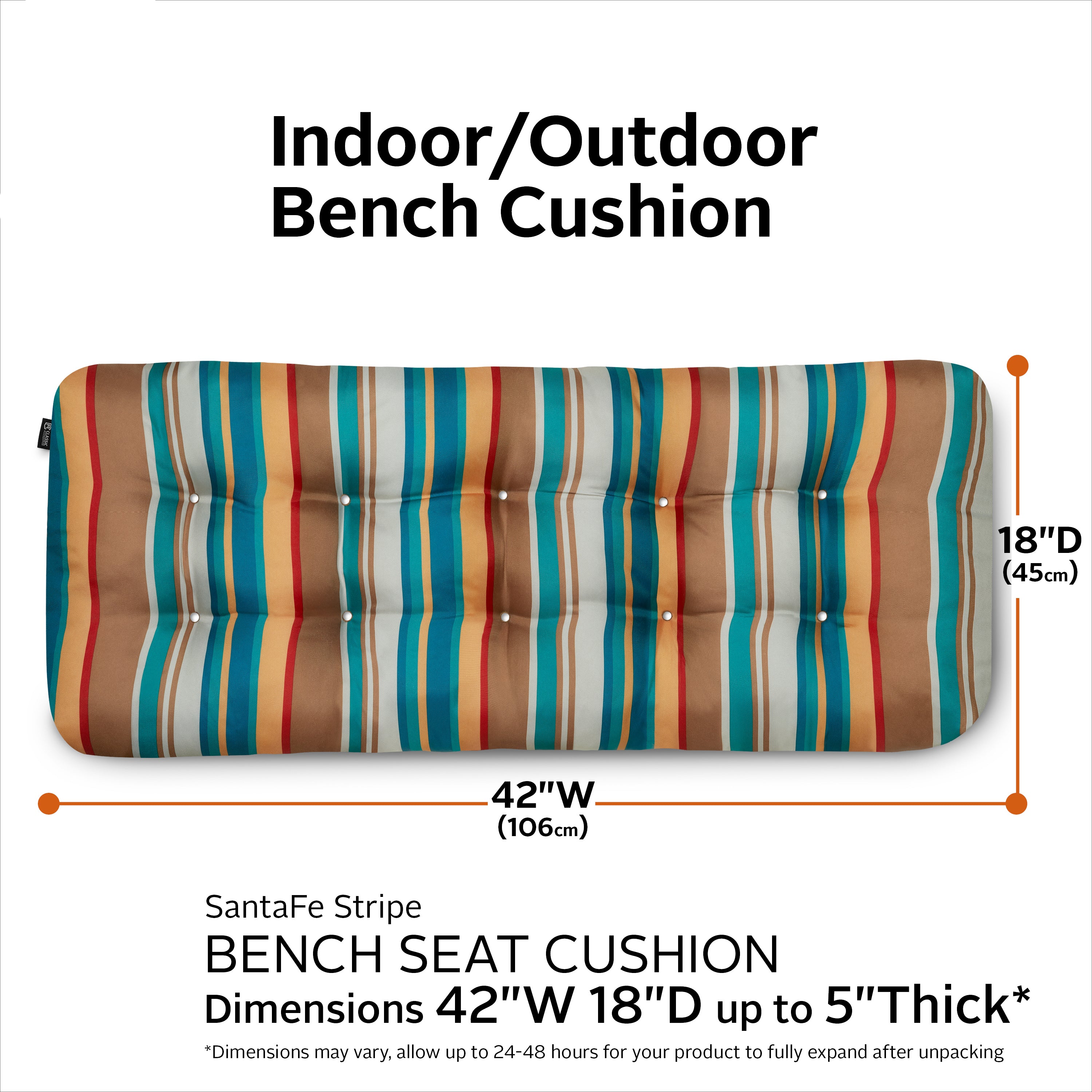 ClassicAccessories_Cushion_OPP_Bench_SanteFe_42x18x5_SizingGraphic_62-206.jpg