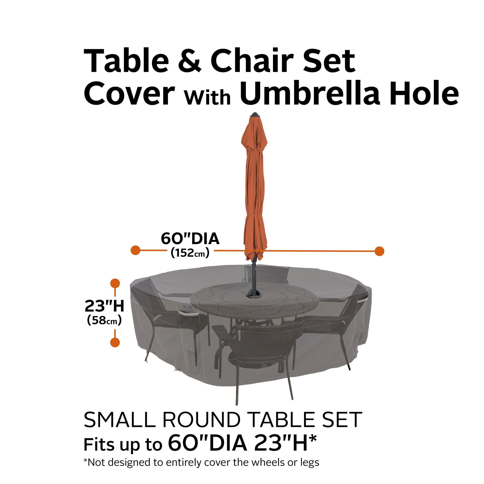 Classic Accessories Ravenna Round Patio Table & Chair Set Cover with Umbrella Hole