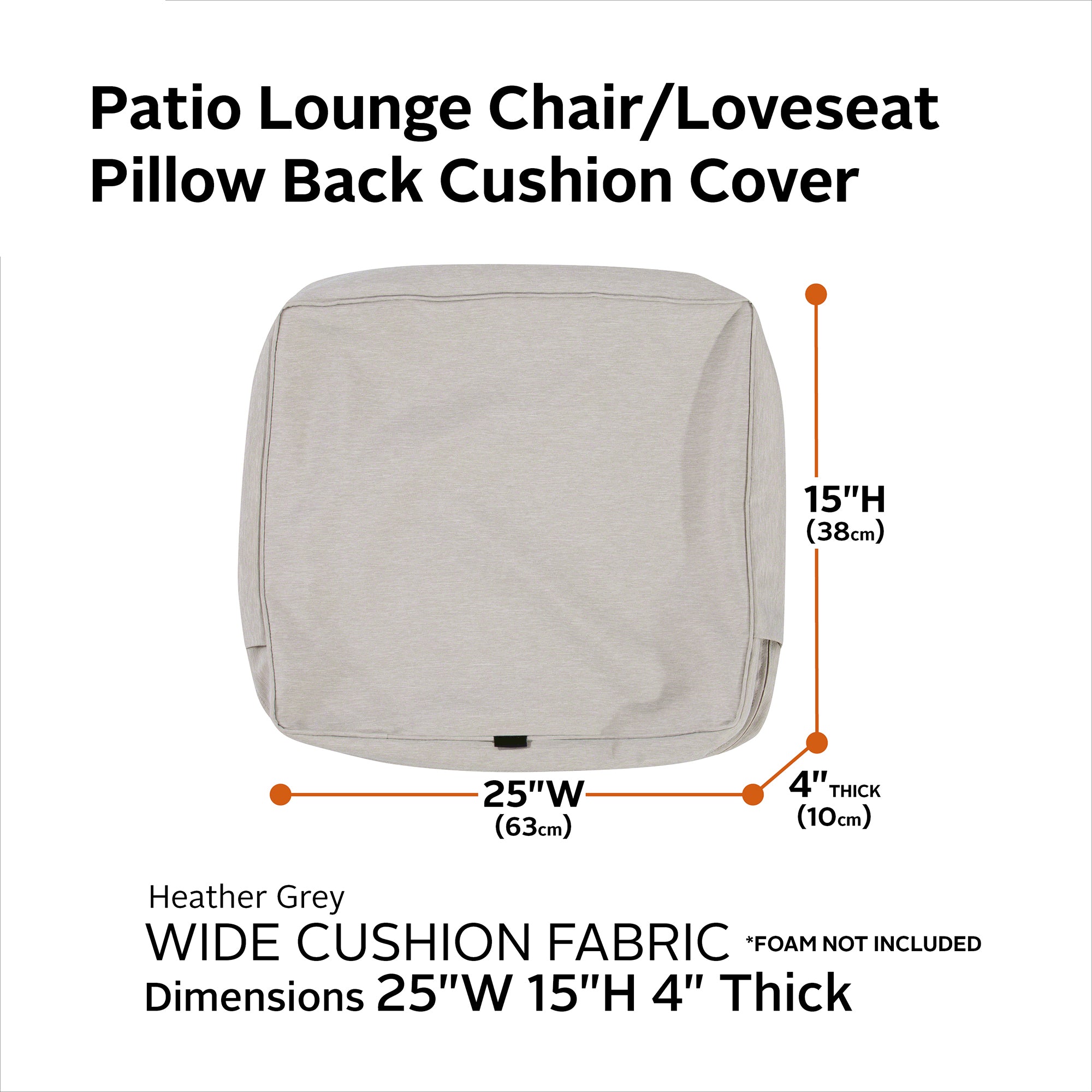 Classic Accessories Montlake FadeSafe Water-Resistant Patio Lounge Back Cushion Cover